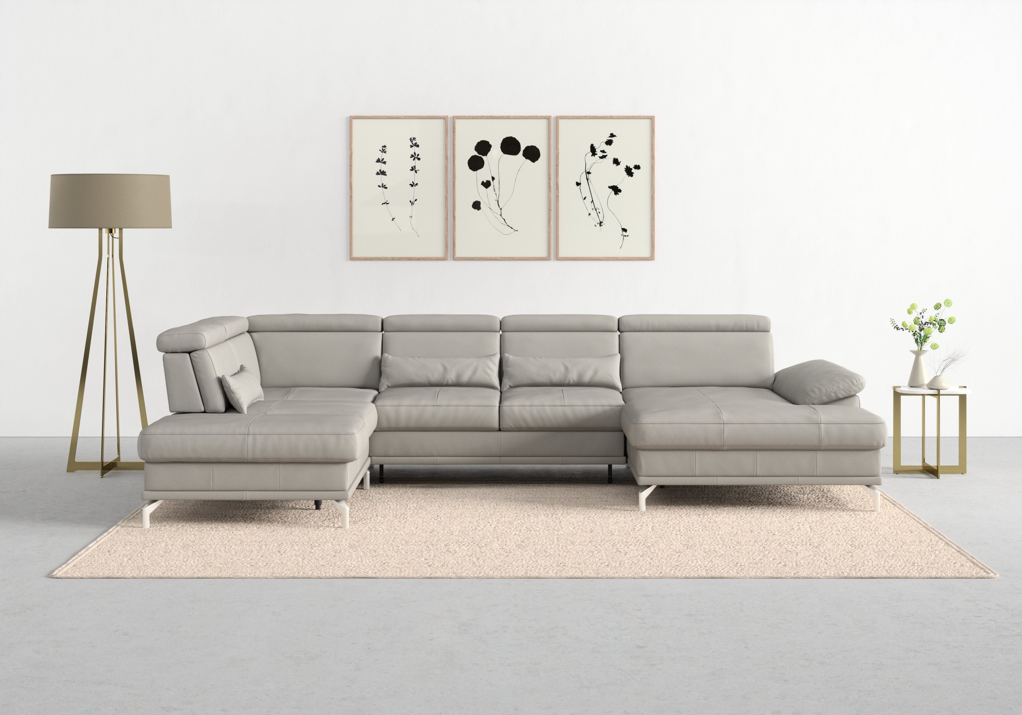 sit&more Zithoek Cabrio U-vorm, met zitdiepteverstelling, arm- en hoofdsteunverstelling
