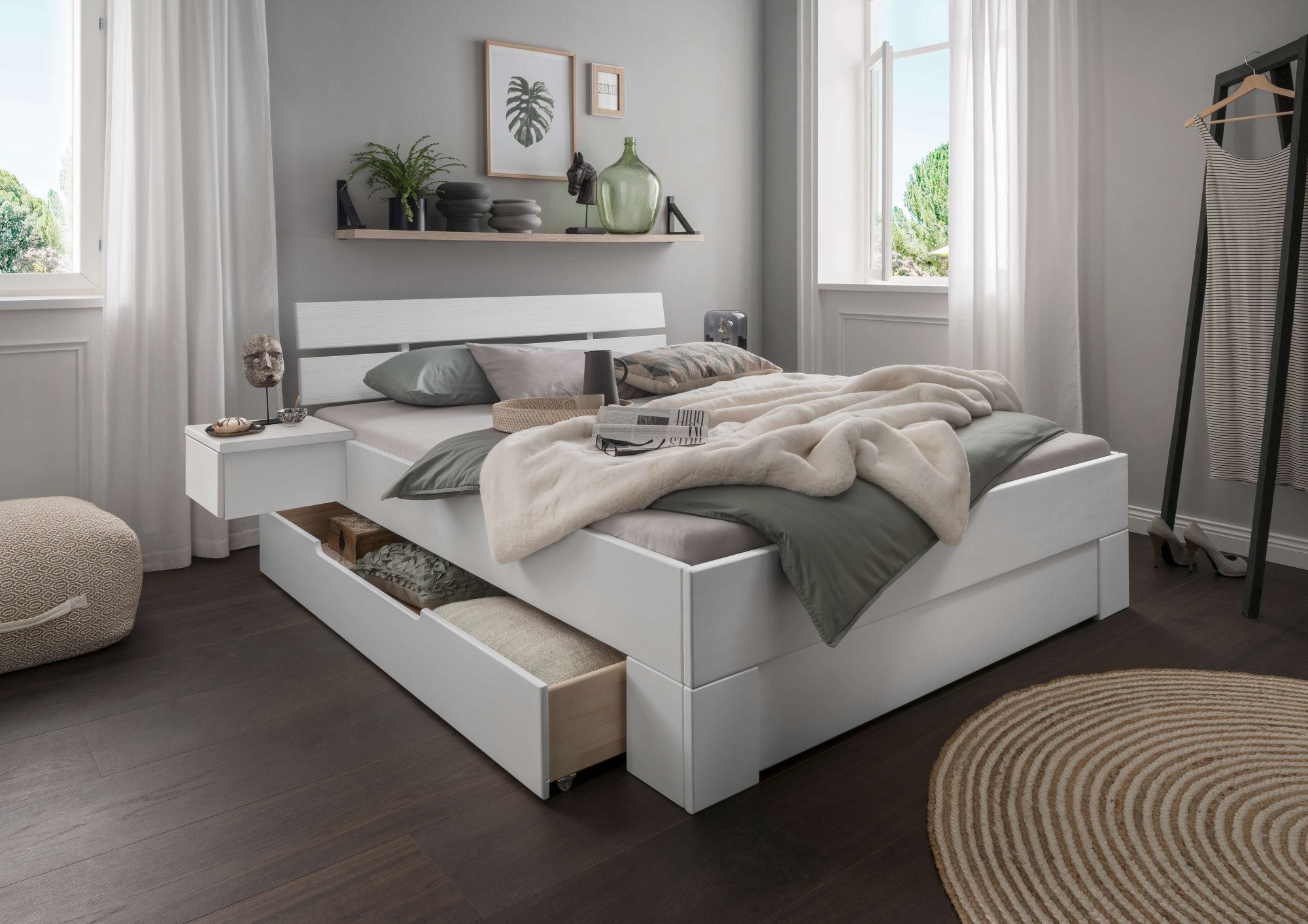 Home affaire Nachtkastje Progress bedplank Links, hangkast, nachtkastje, met lade, hangend, fsc-gecertificeerd vuren massief hout