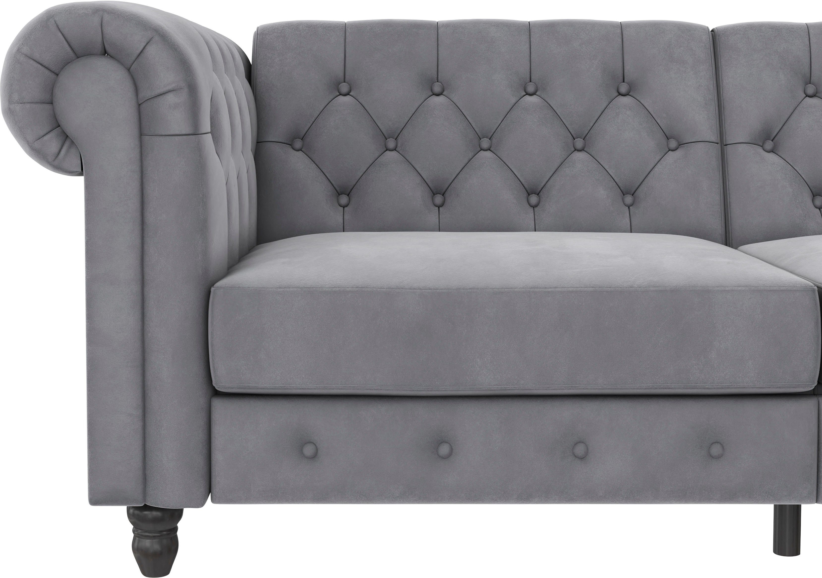 Dorel Home 3-zitsbank Felix, slaapbank 236 cm(ligoppervlak 108 x 190 cm), rugleuning 3-voudig verstelbaar, velours, kunstleer, luxe vintage microvezel