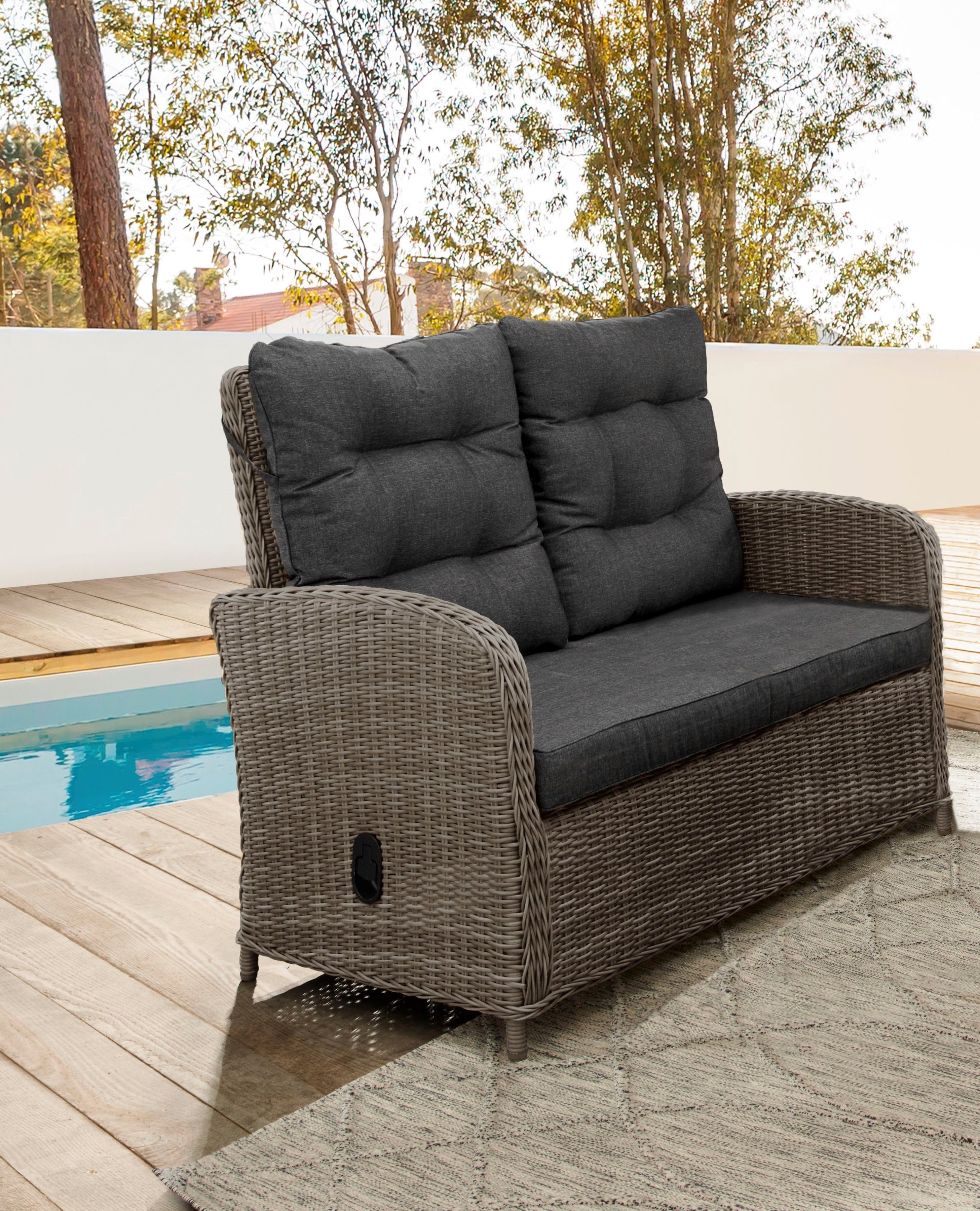 Destiny Loungebank MERANO II Aluminium, polyrattan, 2-zits bank, incl. kussens