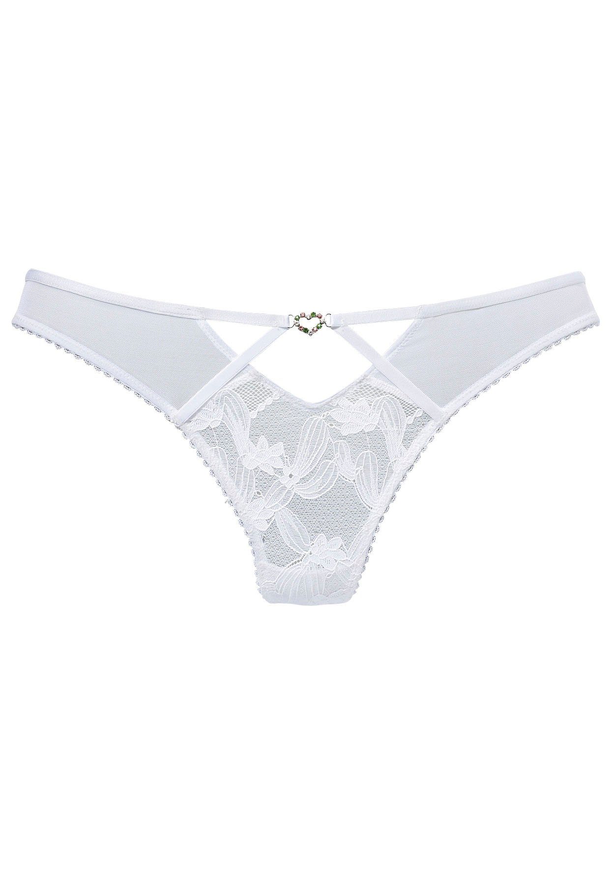 Lascana String Dalia met fijne strasssteentjes en kant
