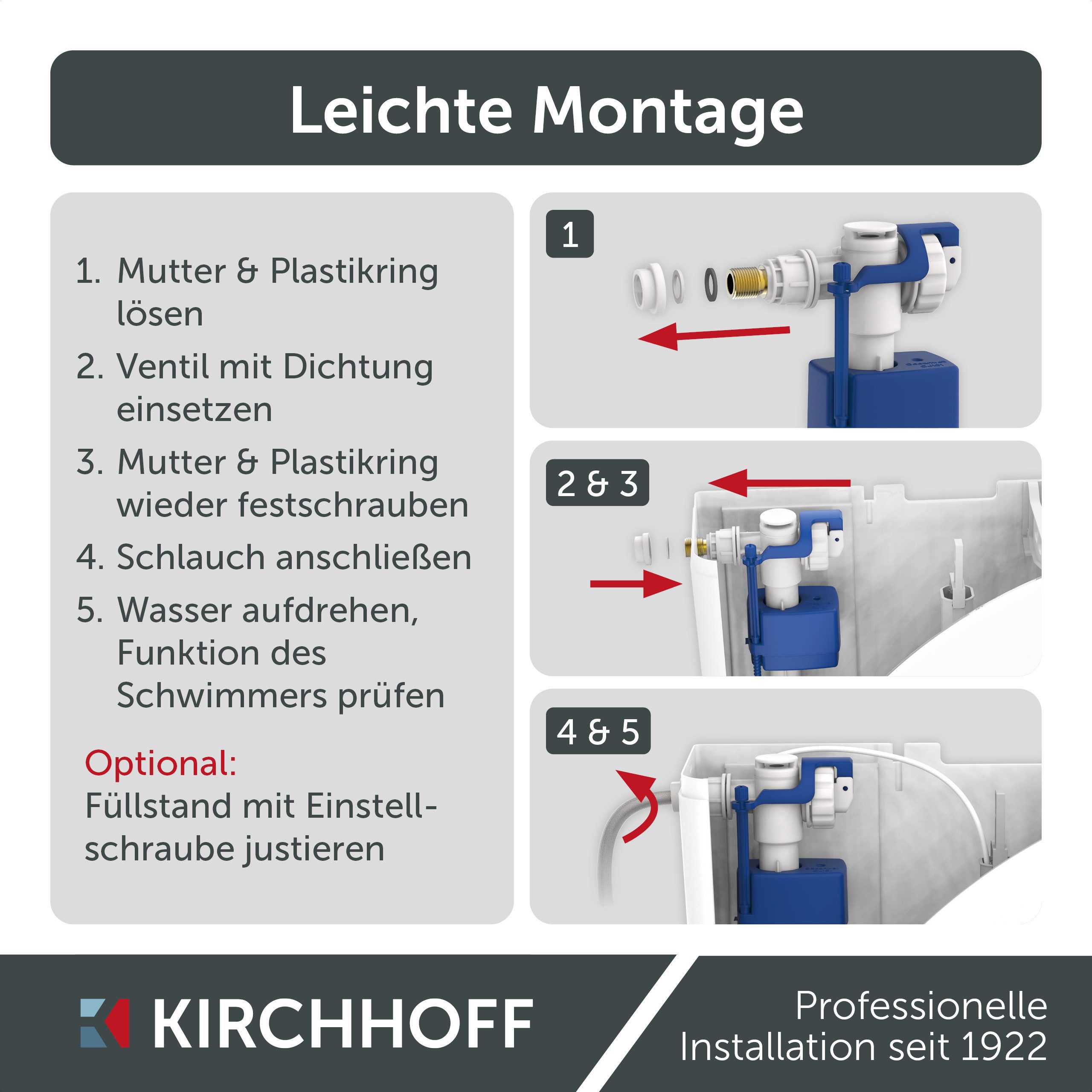 Kirchhoff Vulventiel Universeel-vlotterventiel, 6-9 liter