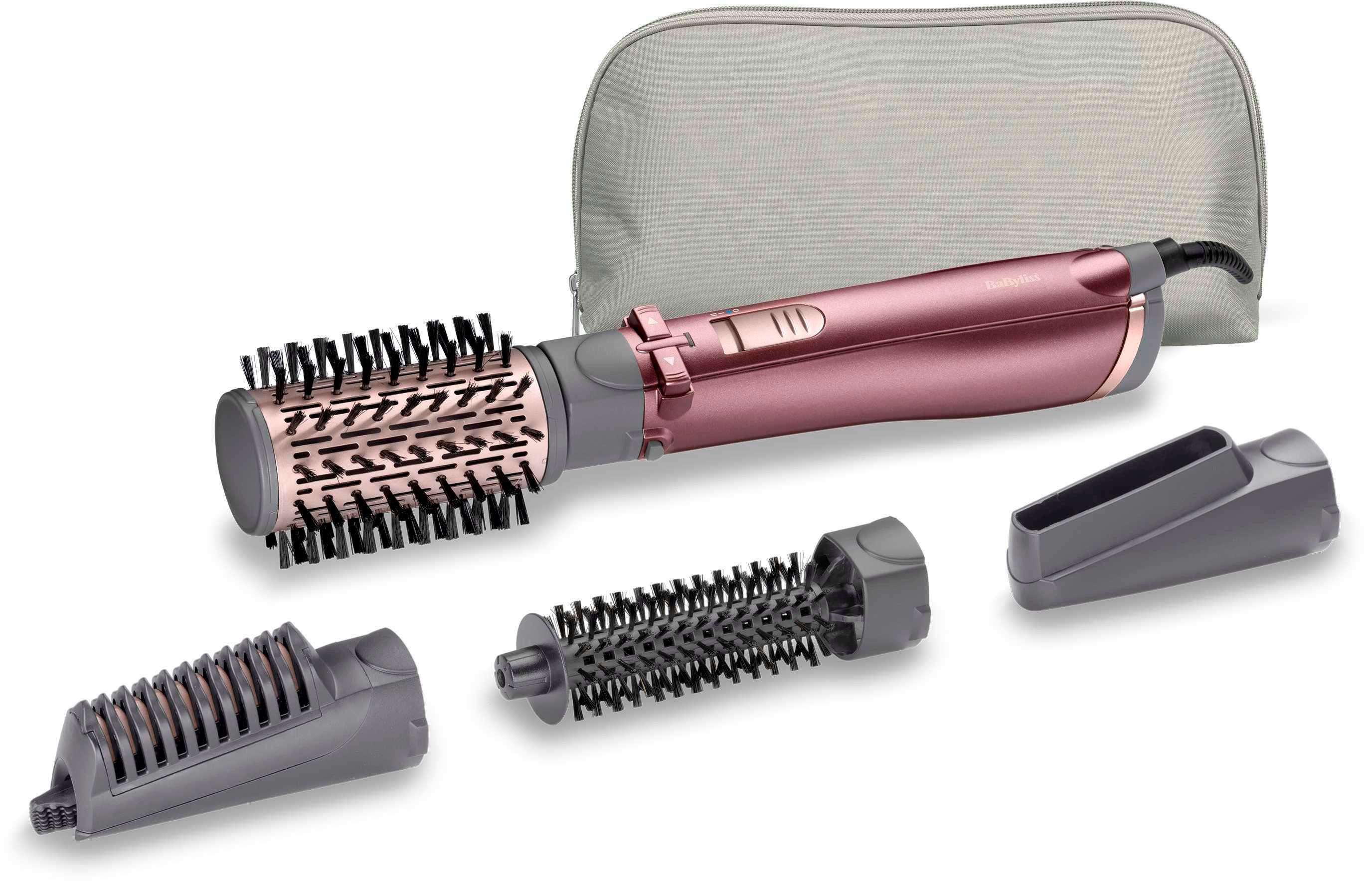 Babyliss Stylingborstel met warme lucht AS960E Beliss Big Hair roterende heteluchtstijltang met 4 opzetstukken inclusief tas