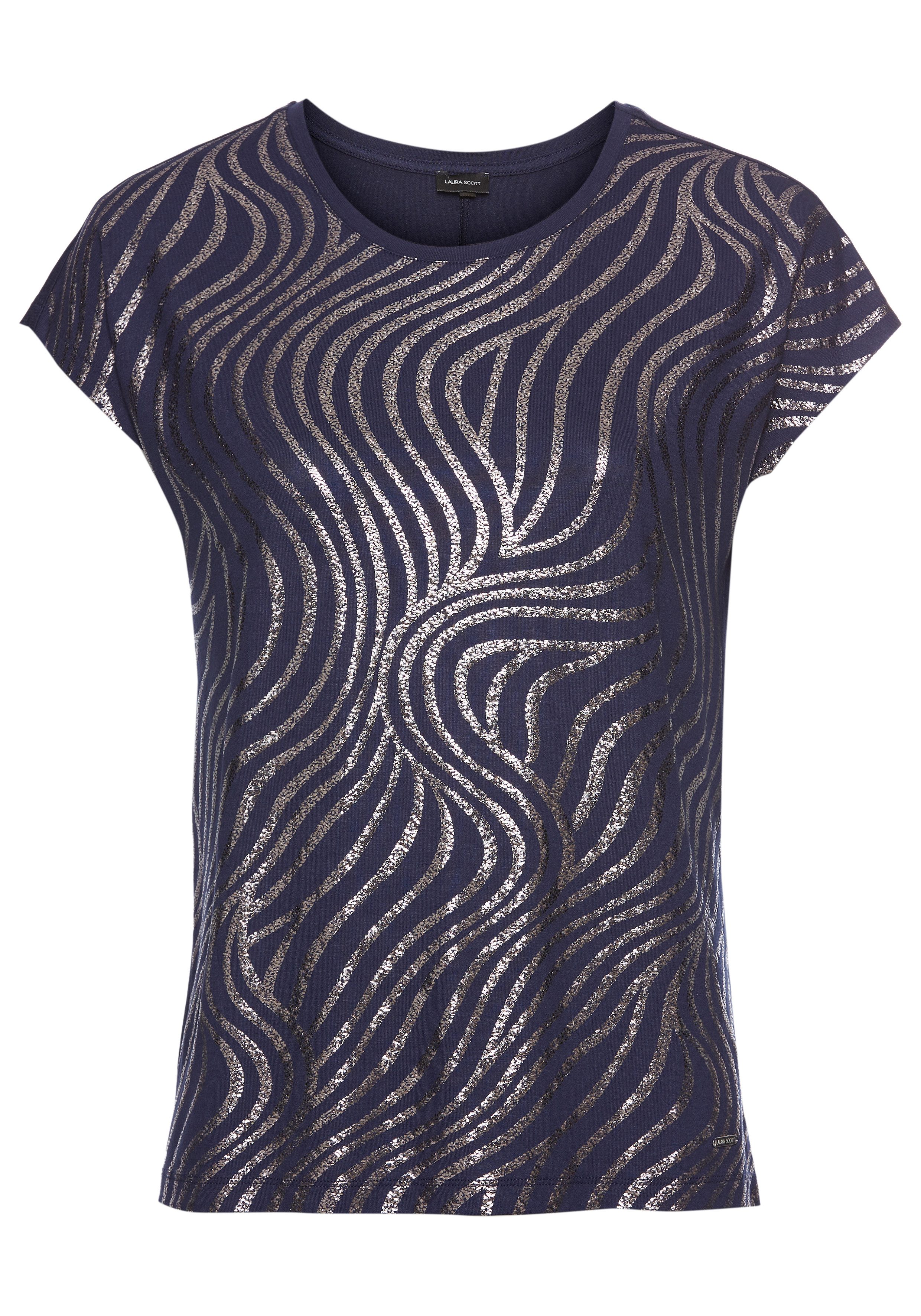 Laura Scott Shirt met ronde hals Korte mouwen, figuurvolgend, van elastische single jersey