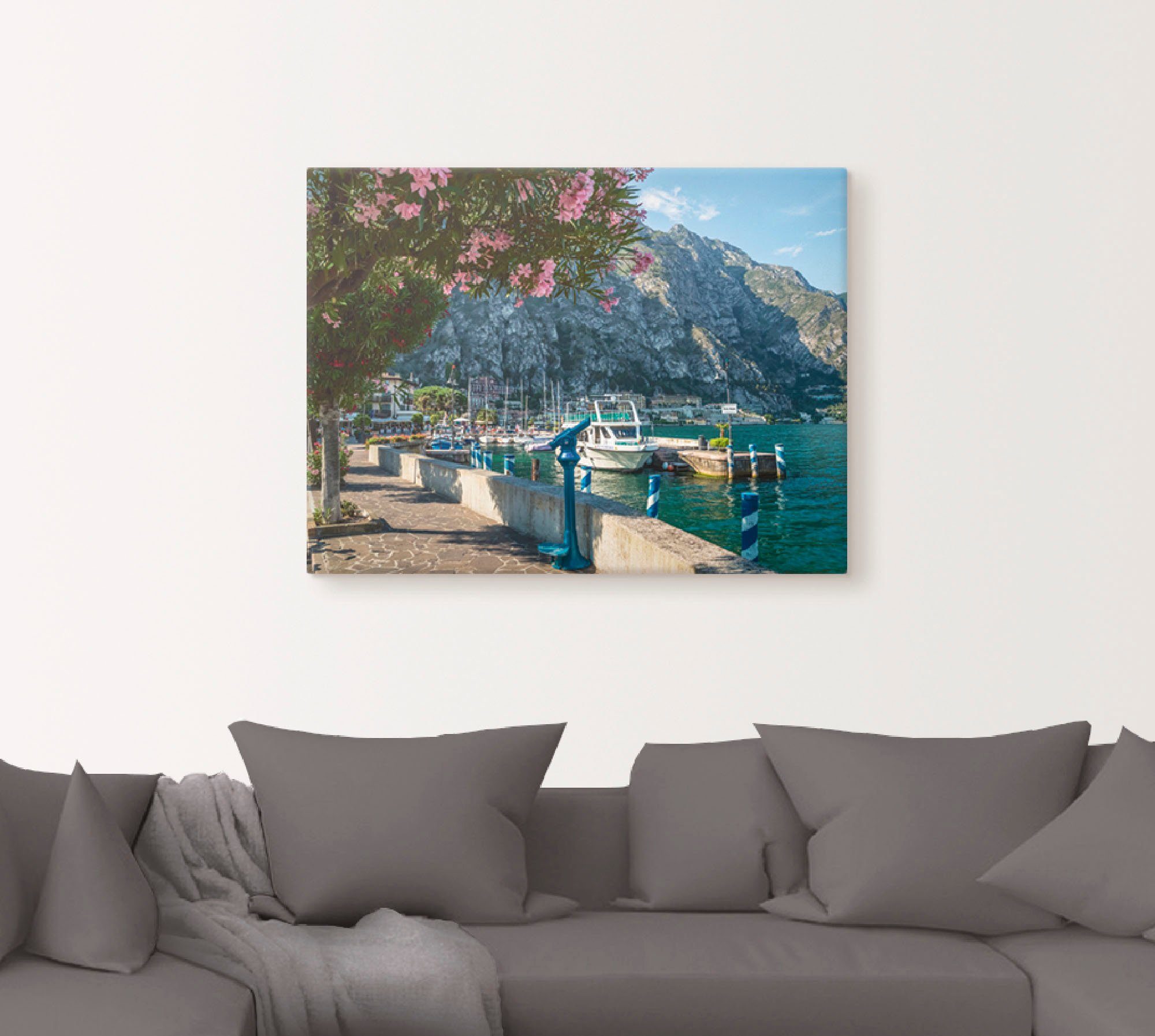Artland Artprint op linnen Gardameer haven Limone sul Garda I