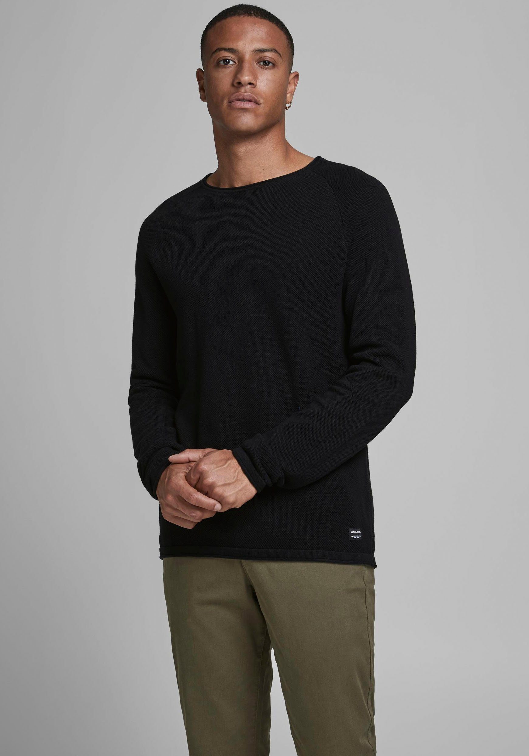 Jack & Jones Trui met ronde hals HILL KNIT heren pullovers maat XL (54/56) zwart