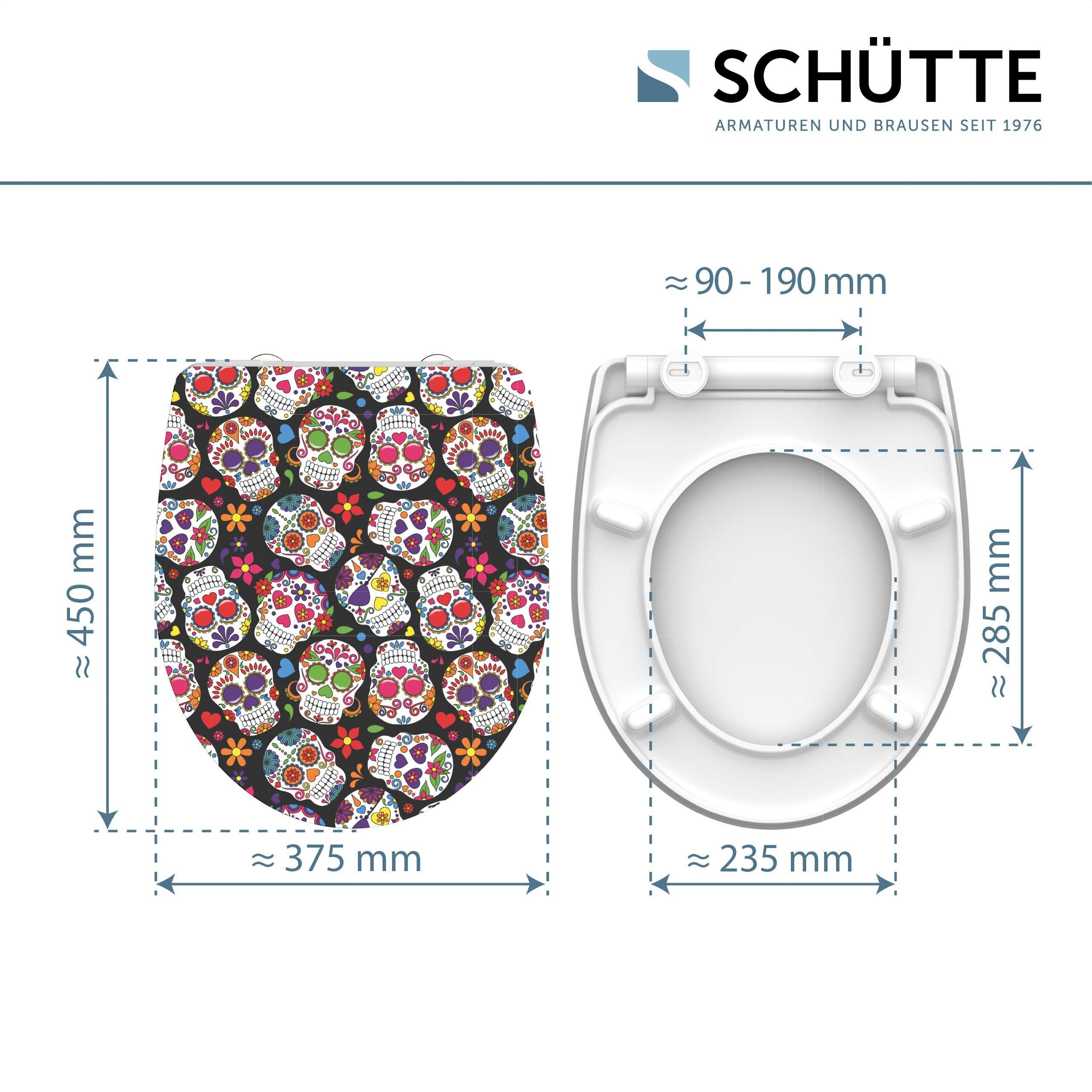 Schütte Toiletzitting Crazy Skull Duroplast,met softclosemechanisme en snelsluiting, High gloss