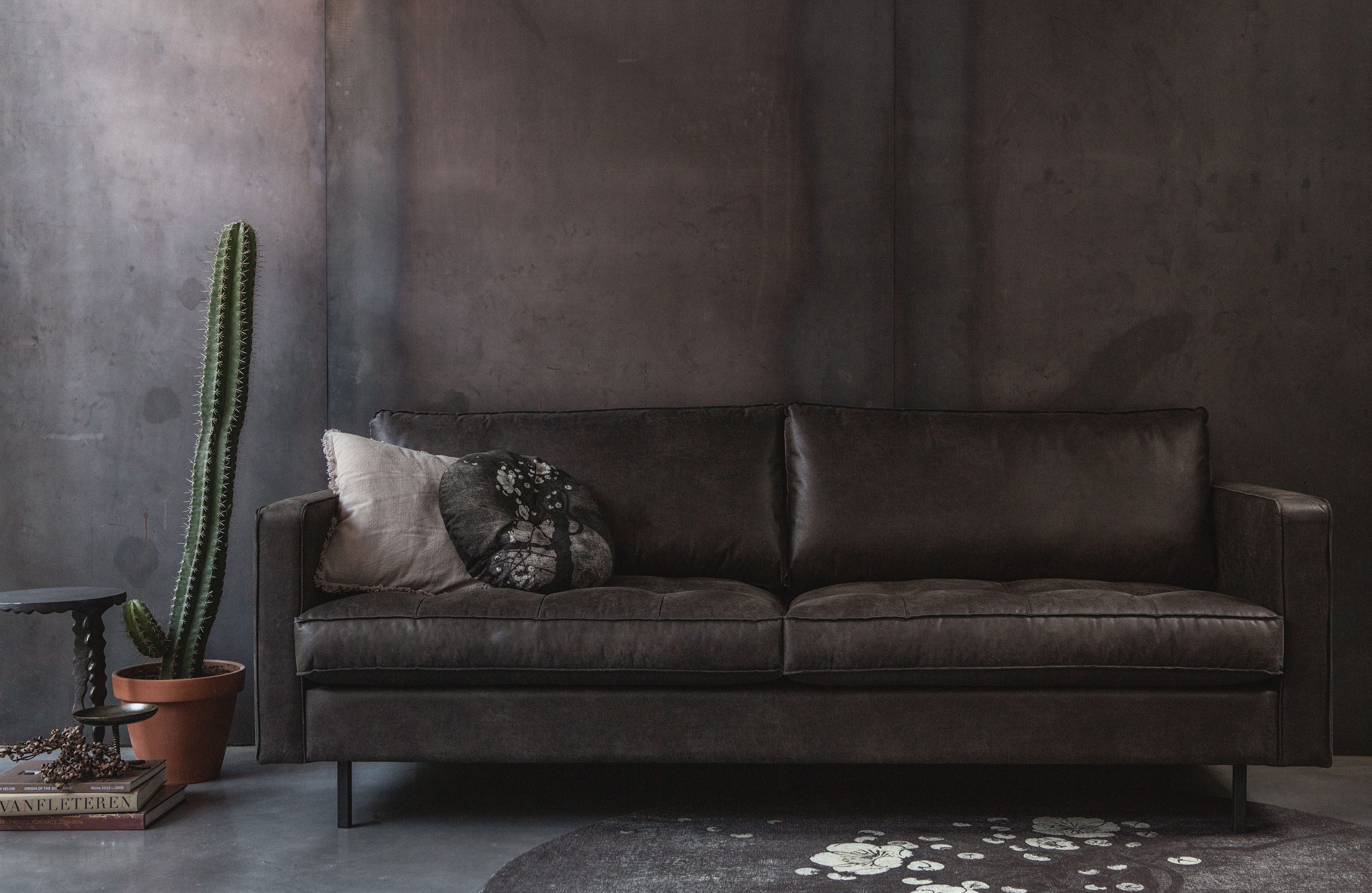 WOOOD 2,5-zits Rodeo Classic vrijstaand, met gerecycled leer, h 83 cm x b 230 cm