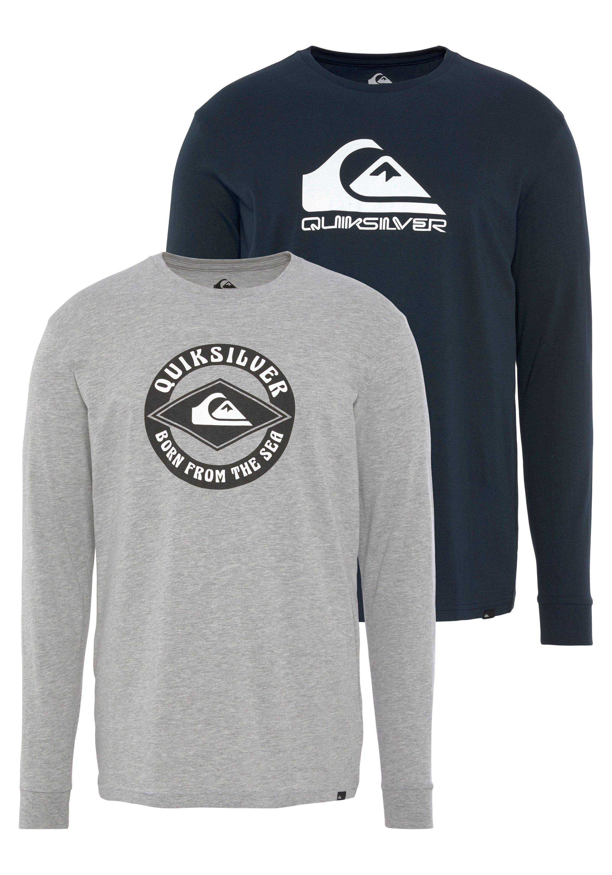 Quiksilver Shirt met lange mouwen Heren dubbelpak met logoprint (set, 2-delig) heren longsleeves maat XS blauw