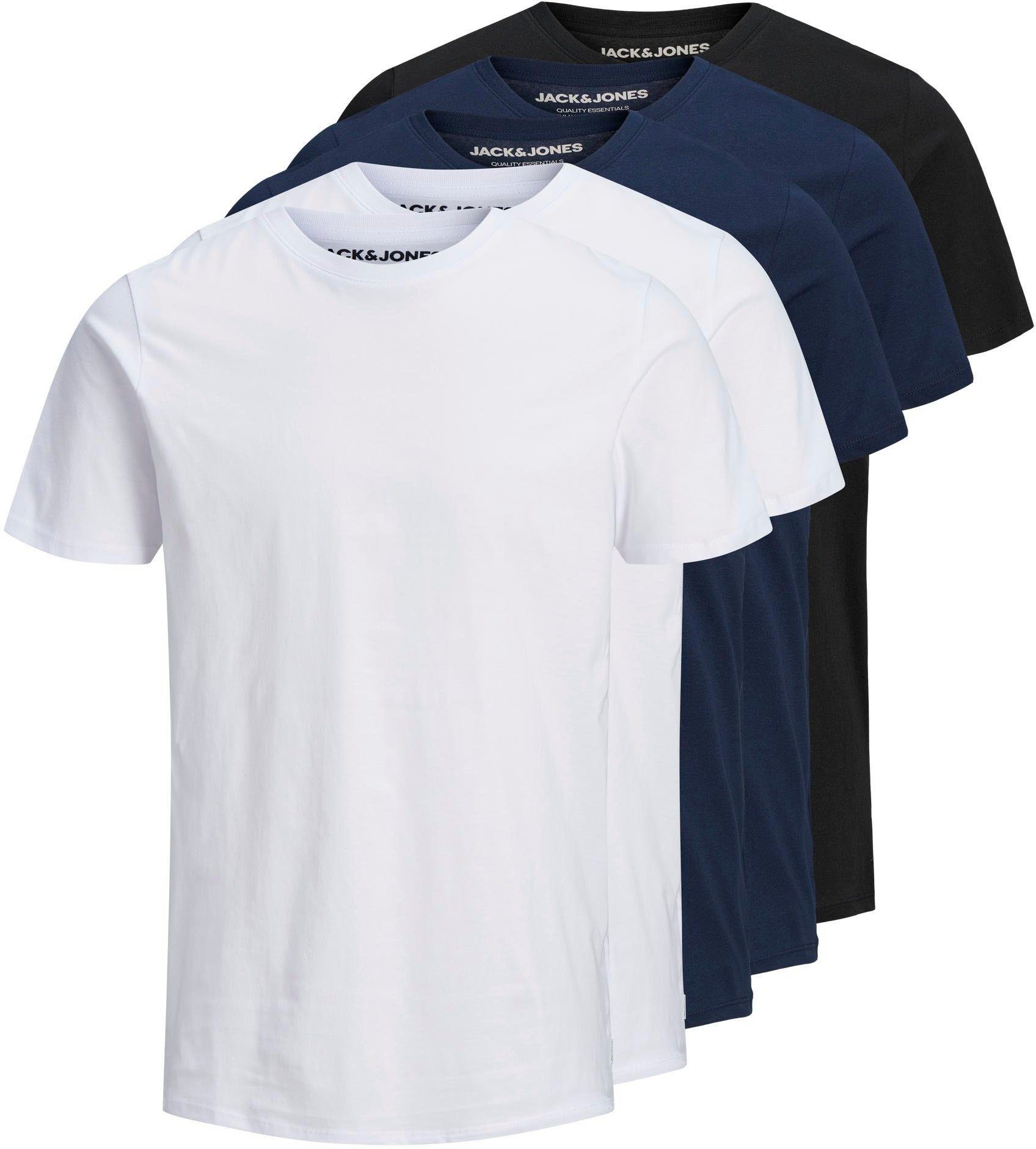 Jack & Jones T-shirt JJEORGANIC BASIC TEE SS O-NE 5PK MP NOOS (5-delig, Set van 5)