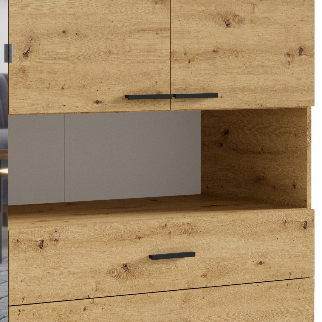 INOSIGN Kledingkast LAREDO Wäscheschrank komplette Innenausstattung, Maße 158,3/200,5/55cm Garderobe met open vak, 3 deuren en 2 lades, FSC