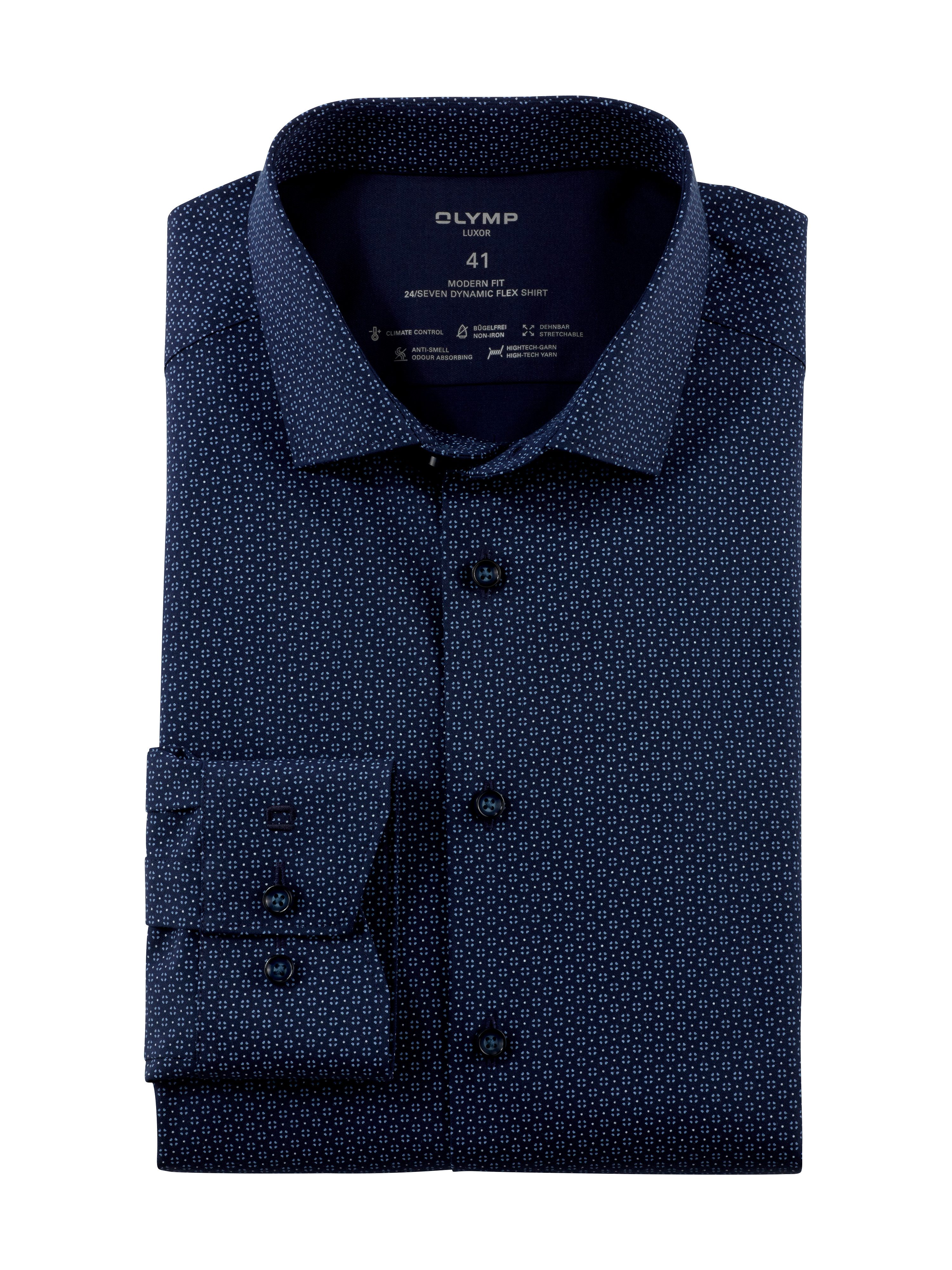 OLYMP Businessoverhemd Luxor 24/Seven Modern Fit heren zakelijke overhemden maat 37 blauw