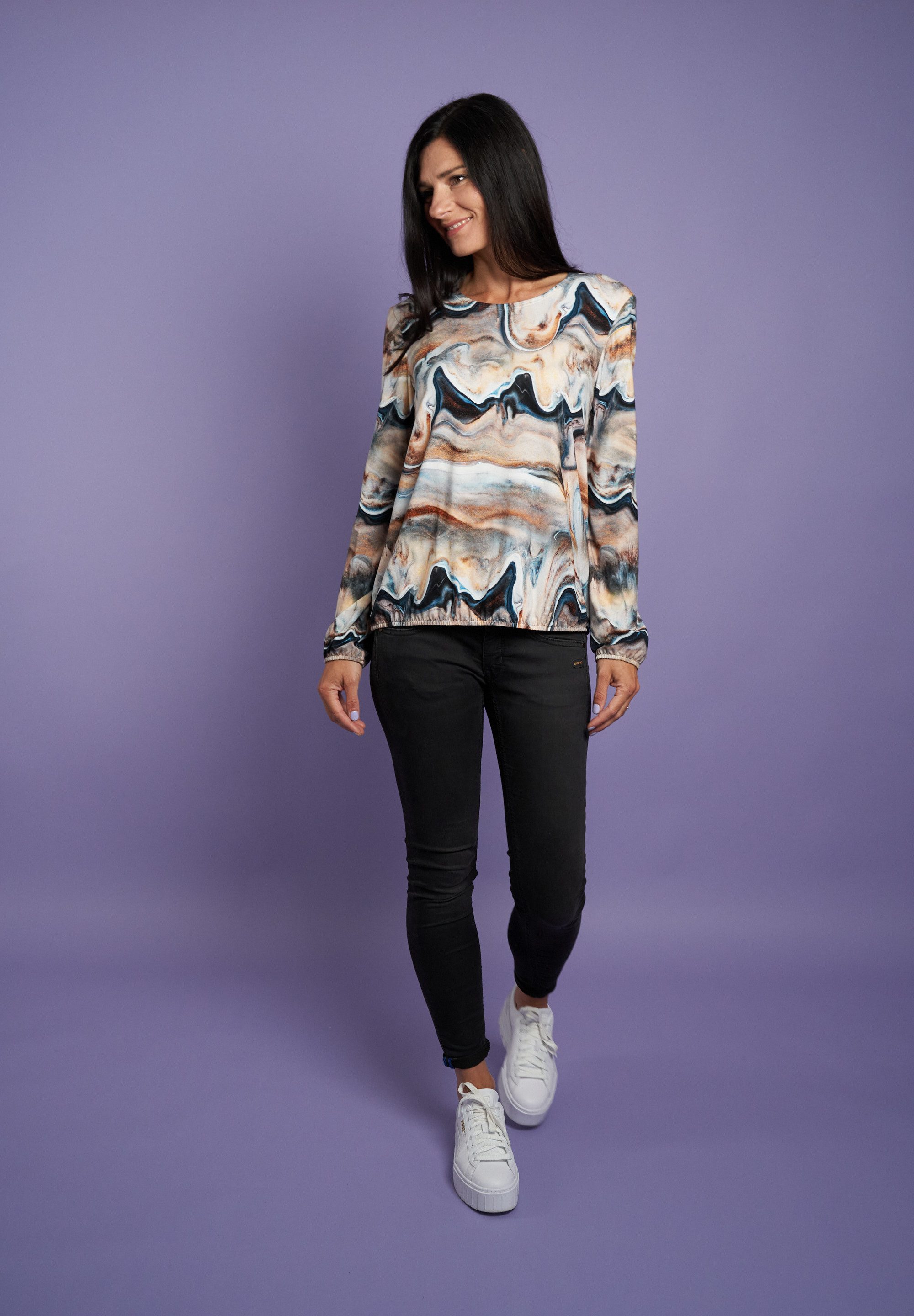 Seidel Moden Shirt met lange mouwen met grafisch patroon, made in germany