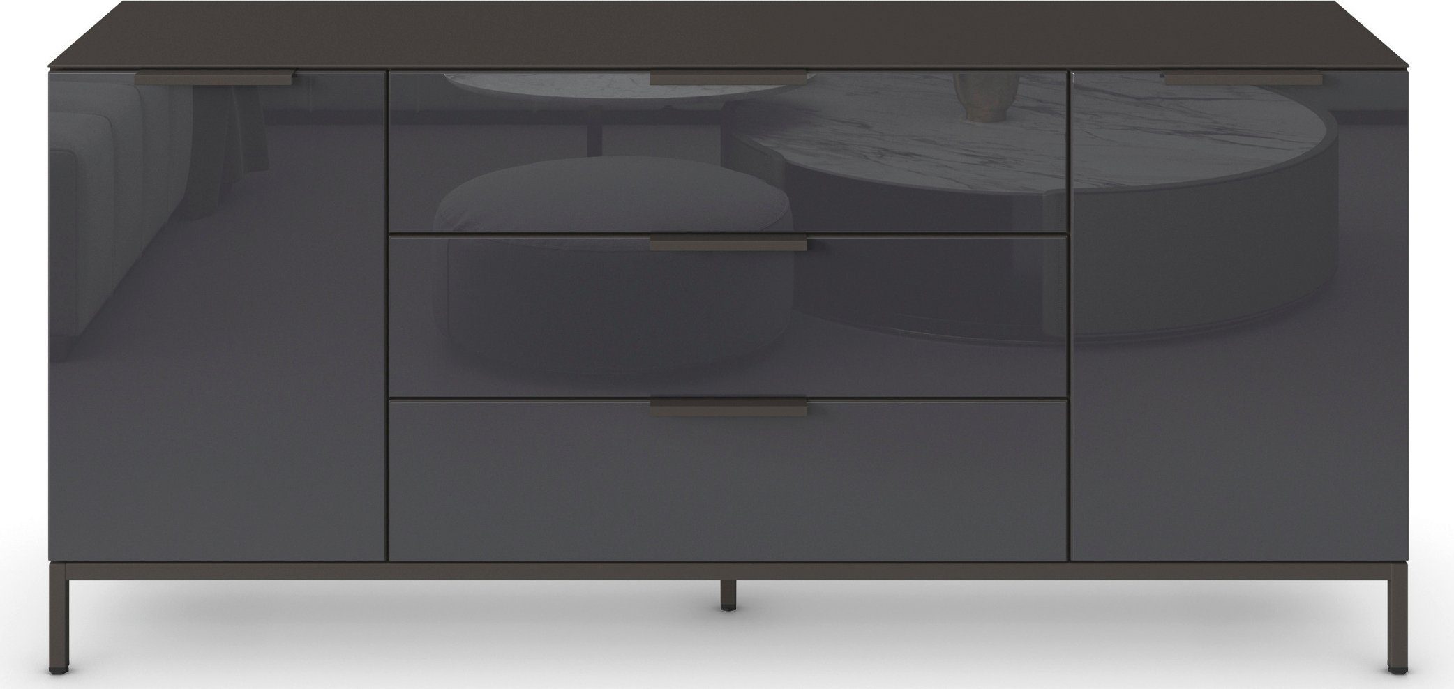 rauch Kast met laden en deuren Flipp 2-deurs, 3 lades, soft-close functie, bovenblad en glazen front