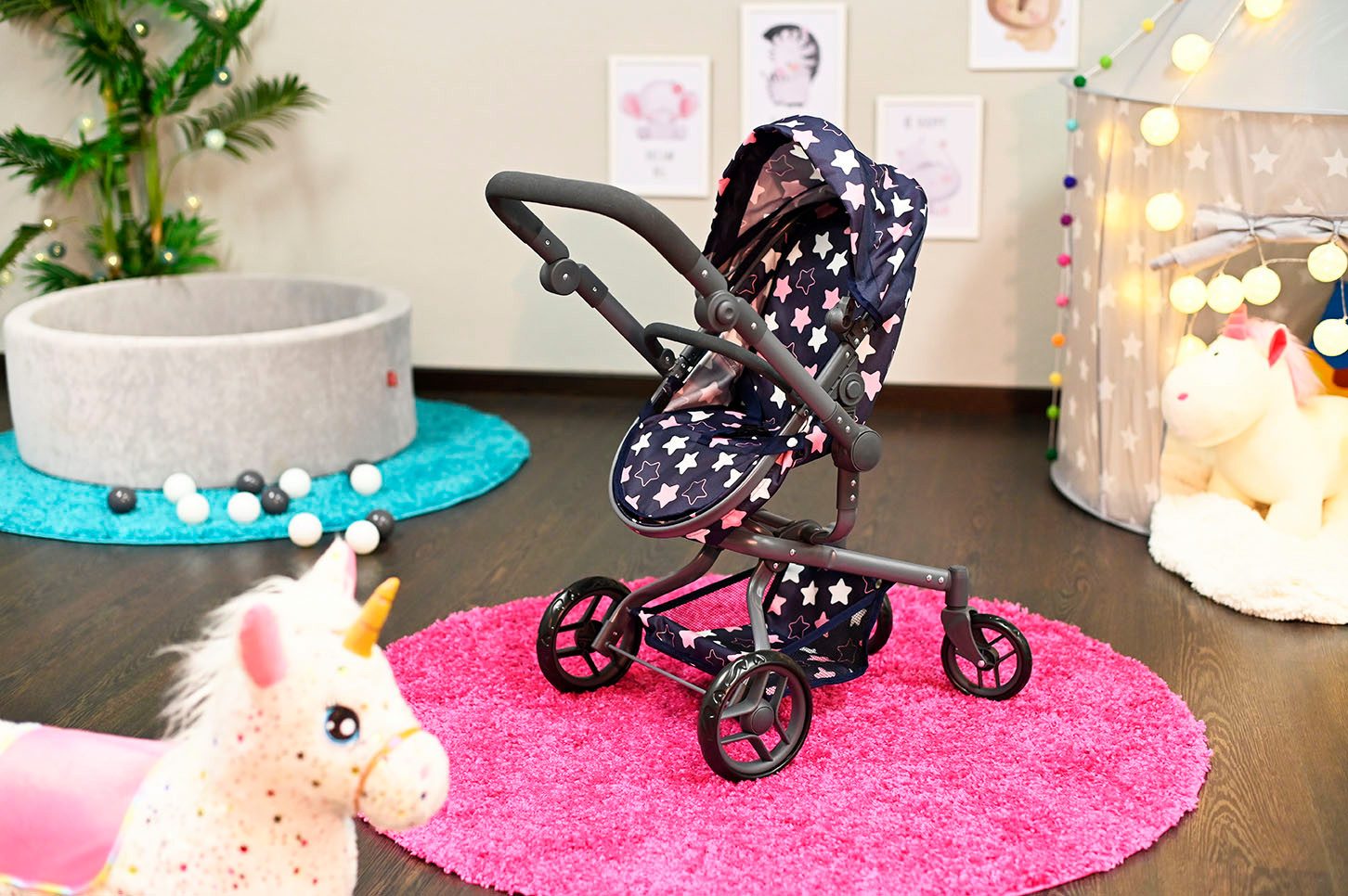 Knorrtoys® Combi-poppenwagen Boonk - star blue pink