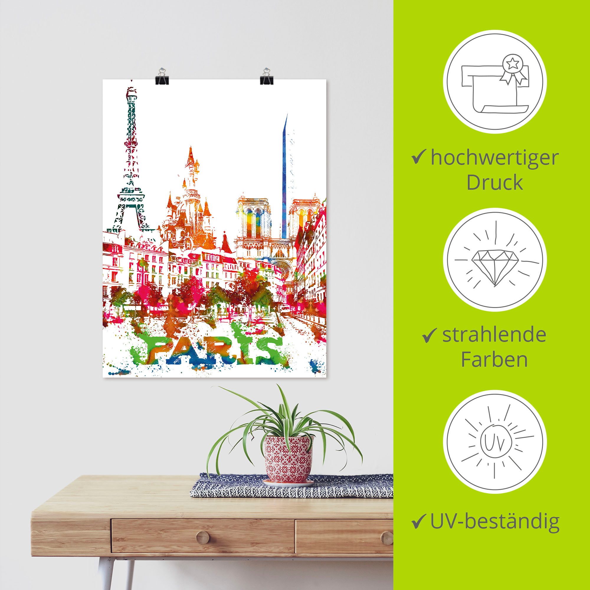 Artland Artprint Parijs grafisch als artprint van aluminium, artprint voor buiten, poster in diverse formaten