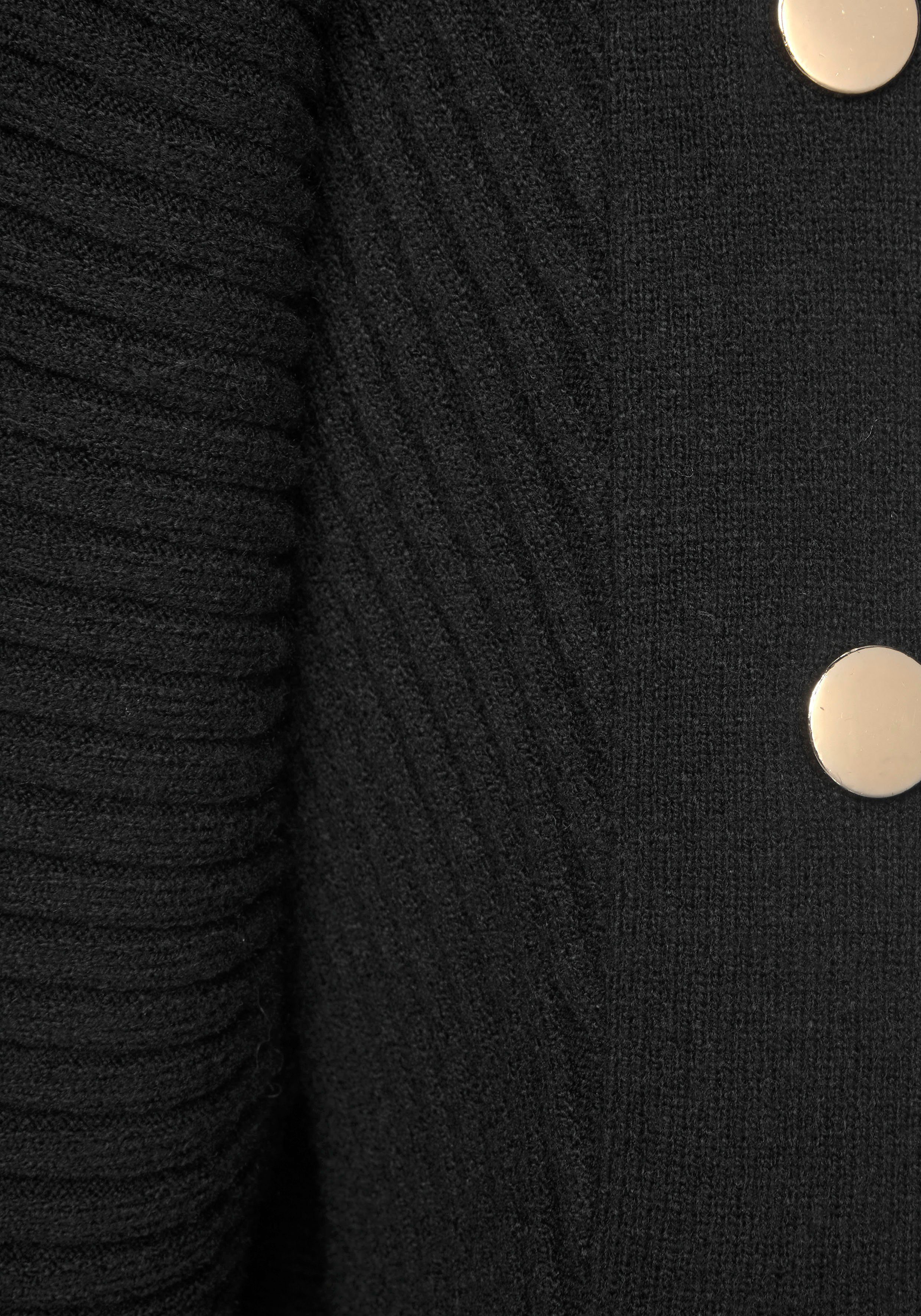 Lascana Lange trui met decoratieve accessoires op de mouw, elegante gebreide trui