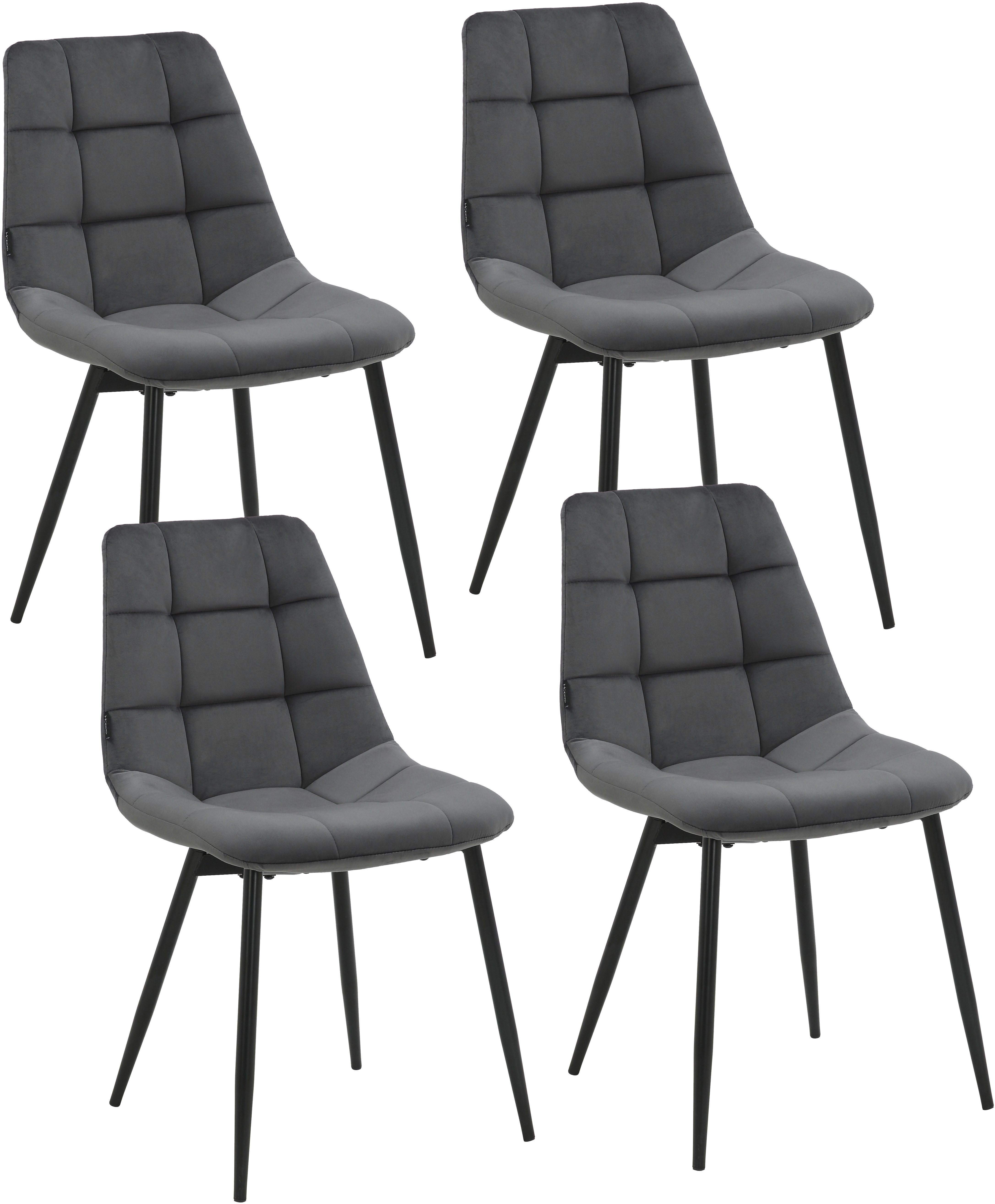 INOSIGN Eetkamerstoel Arhus, TOPSELLER! Keukenstoel met zachte fluwelen bekleding, onderhoudsvriendelijk materiaal (set)