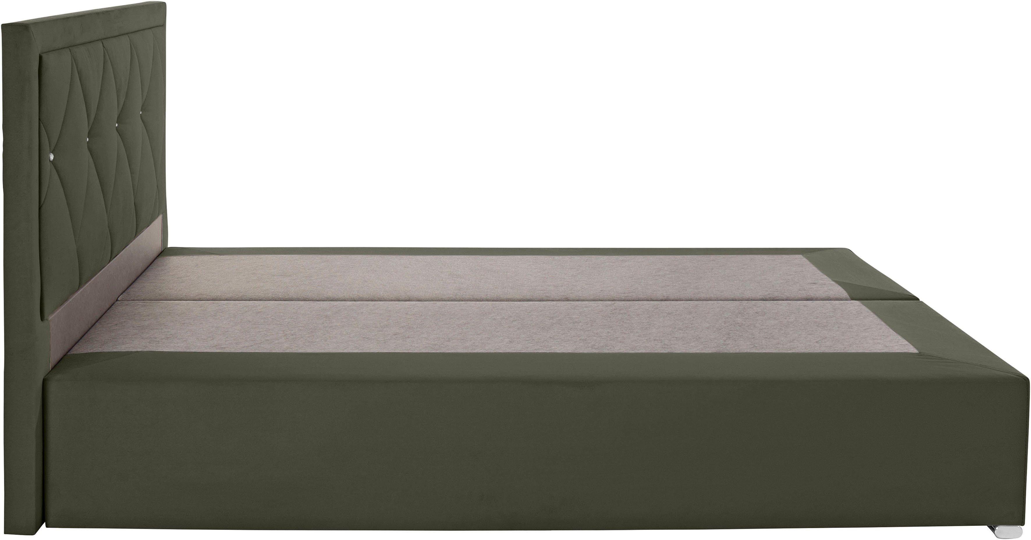 Leonique Boxspring Alfie, bestseller, optioneel met bedlade met strassteentjes in het hoofdbord, h2, h3 en h4 ter keuze