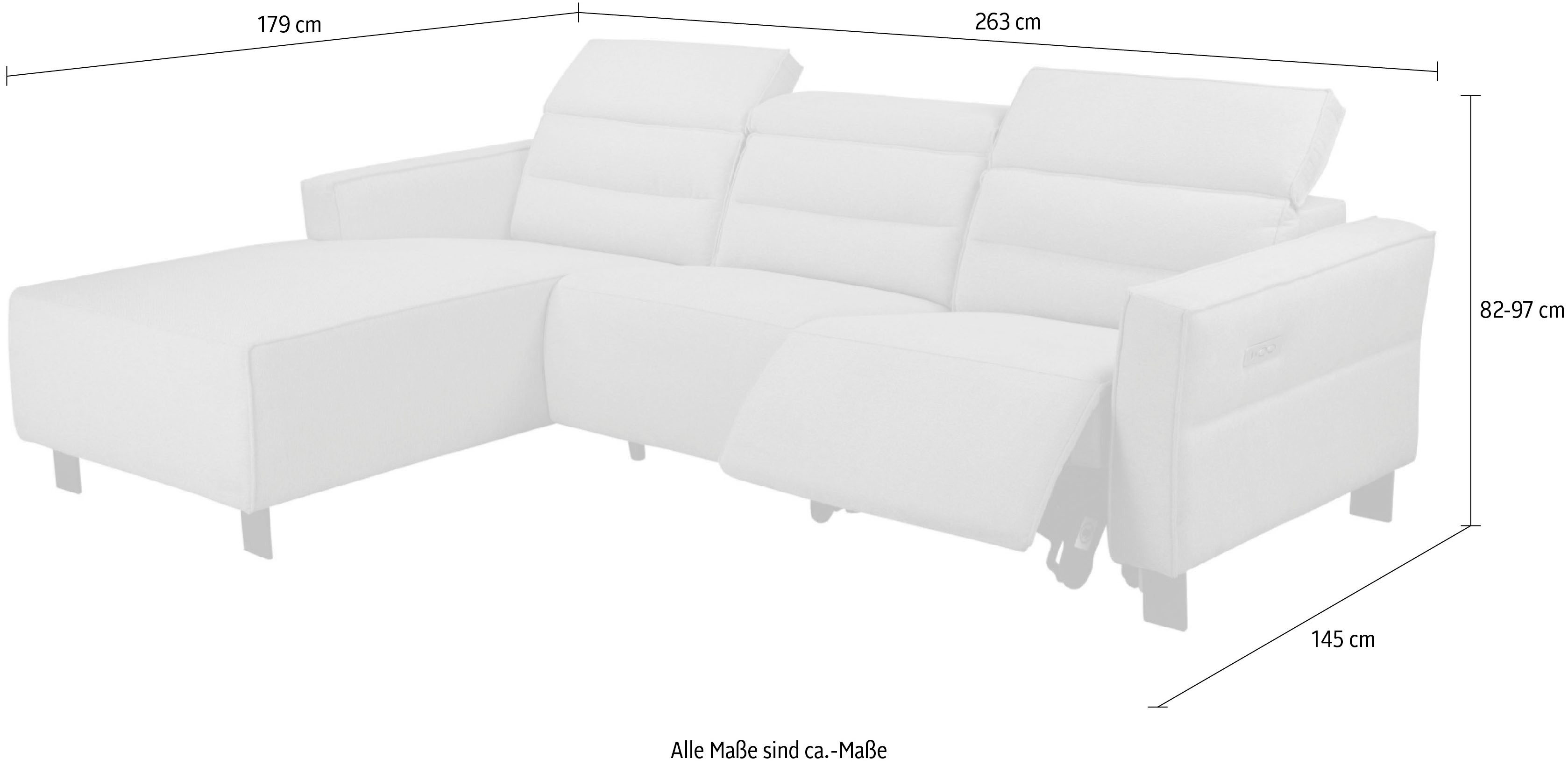 Places of Style Hoekbank Carpari, L-vorm, 263 cm, handmatige of elektrische relaxfunctie