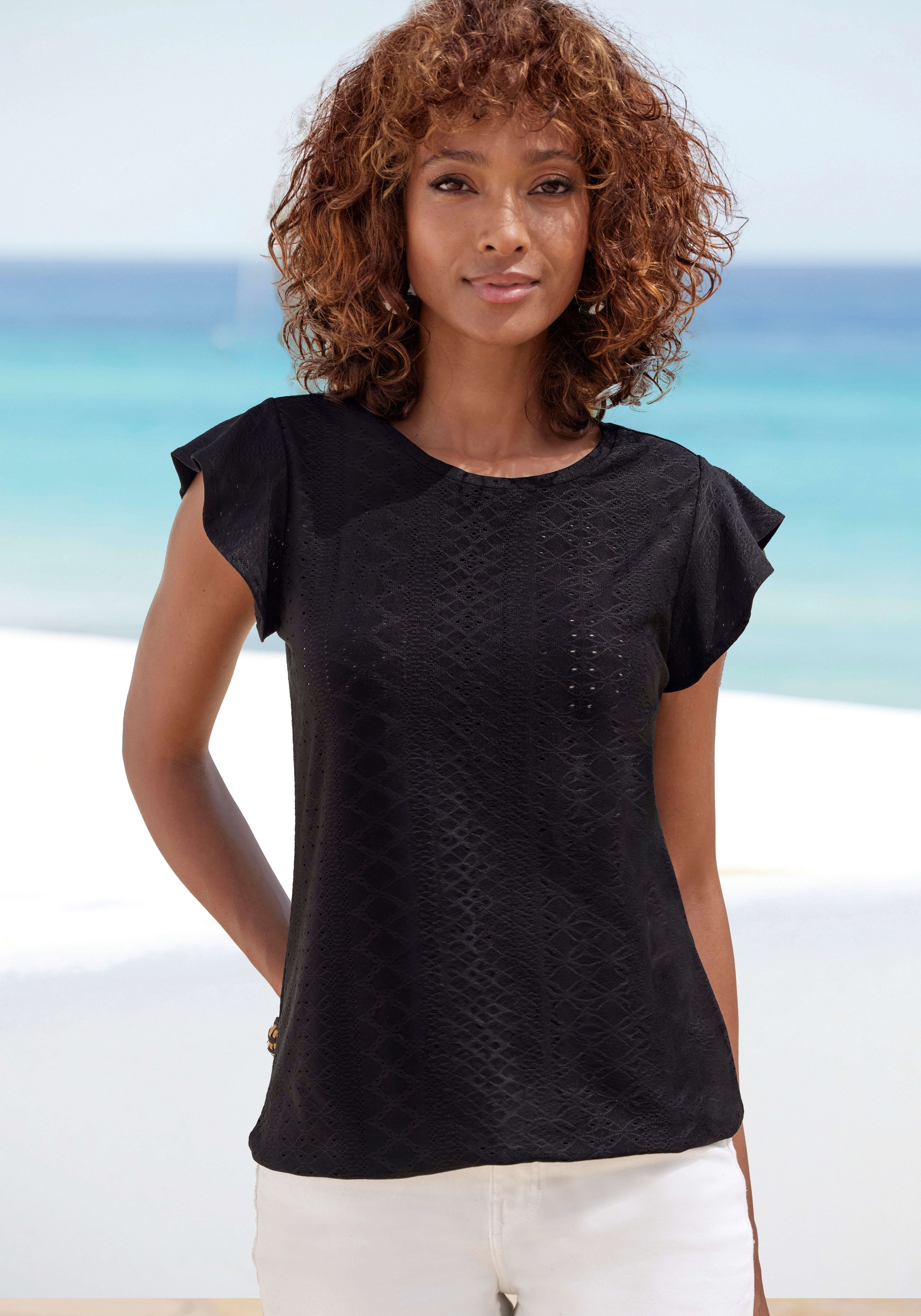 Vivance Shirt met korte mouwen Met broderie anglaise in een gemakkelijk te onderhouden kwaliteit (2-delig, Set van 2)