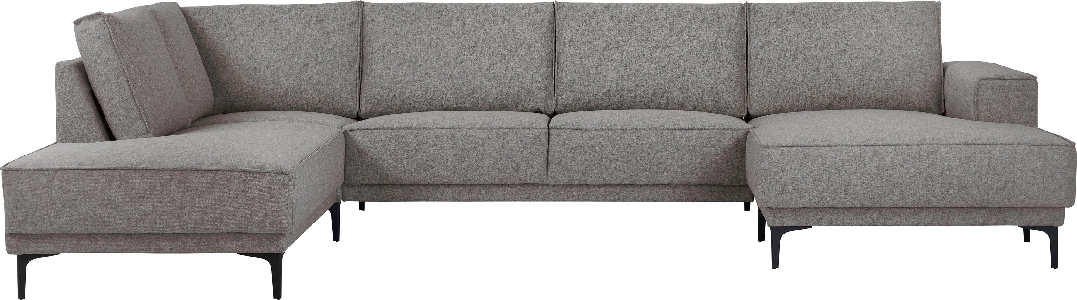 Places of Style Zithoek XXL Sofa Oland, Struktur, Flachgewebe, Luxus-Microfaser, Boucle XXL, in tijdloos design en hoogwaardige afwerking bruin,