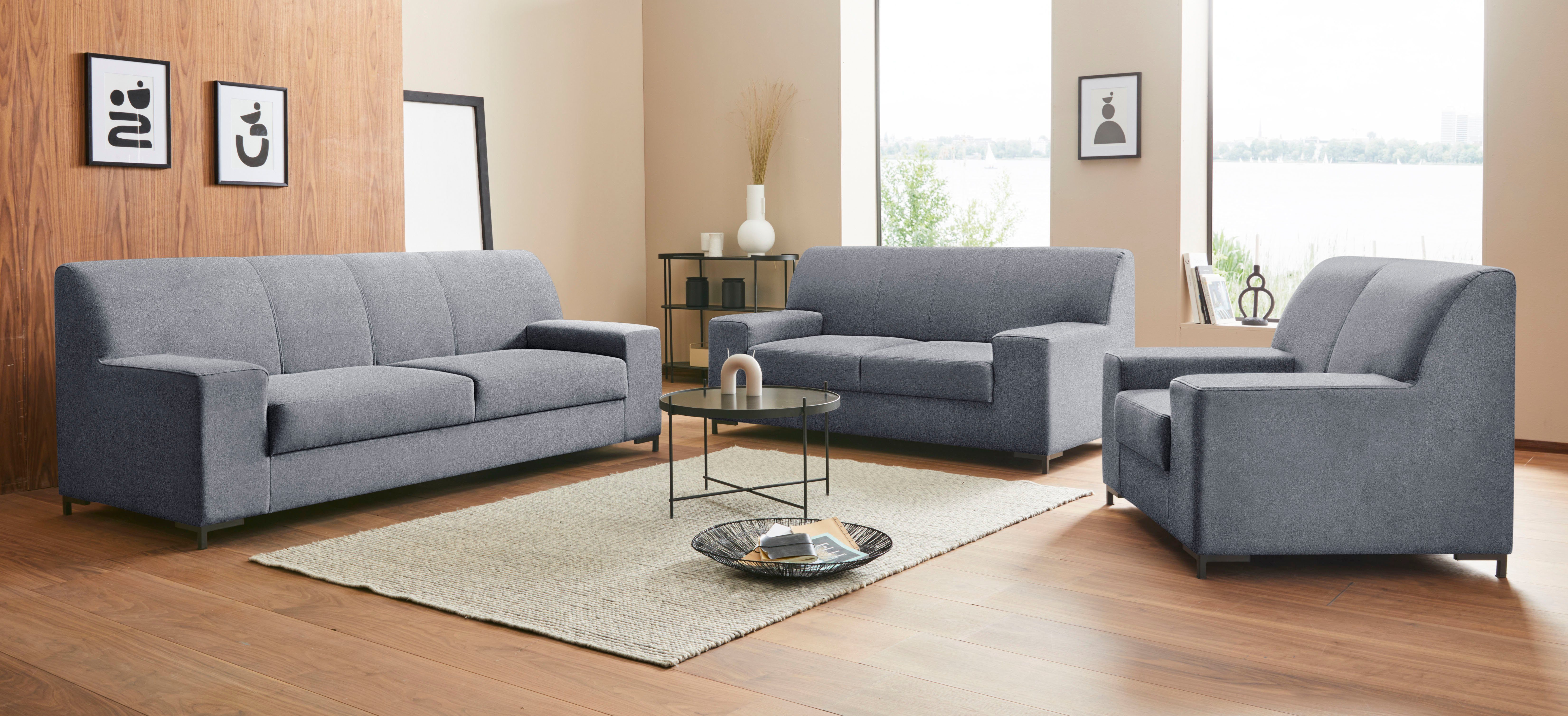 DOMO collection Fauteuil Ledas kubisch en comfortabel, platte armleuningen, elegante voet,