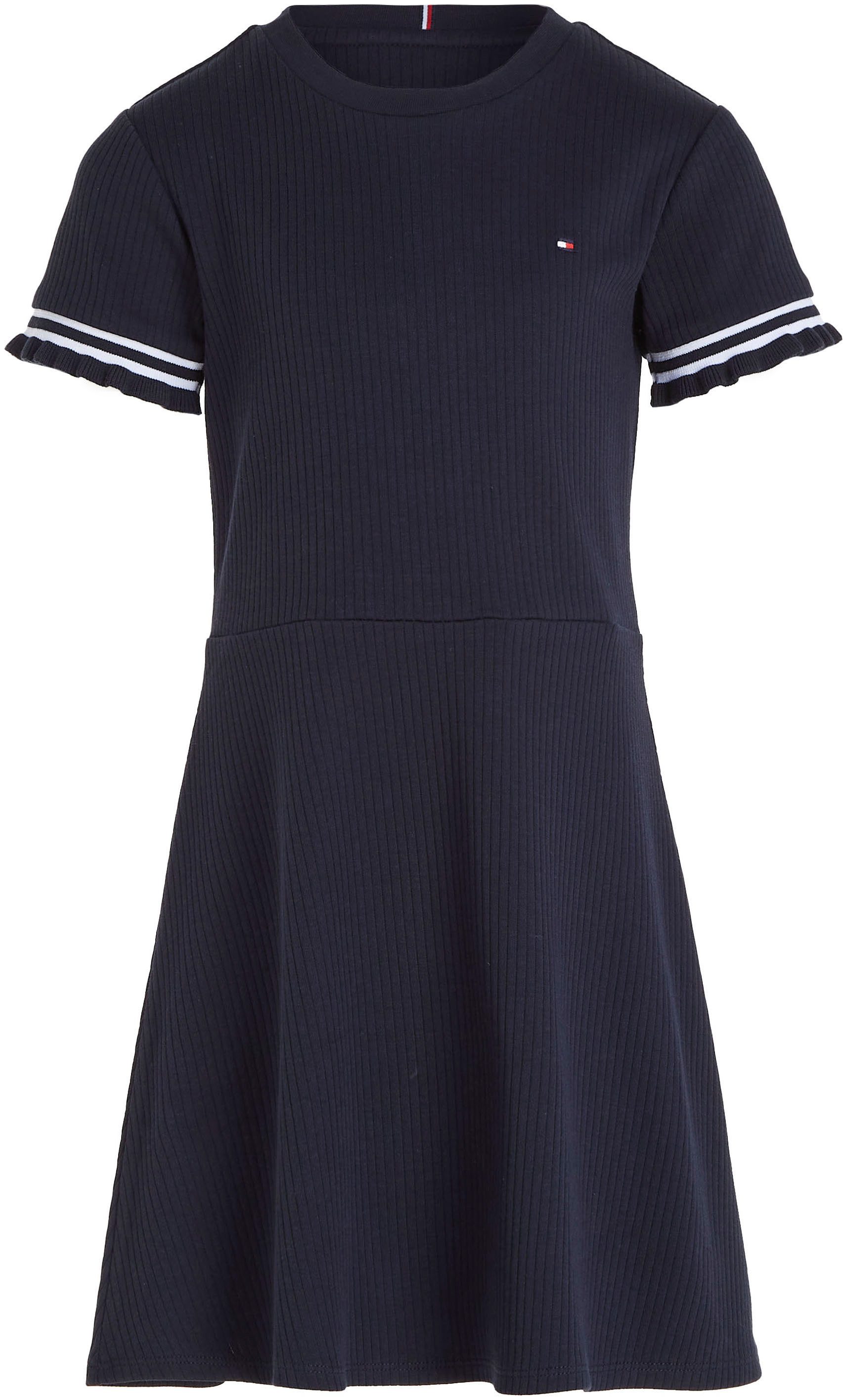 Tommy Hilfiger Jerseyjurk RUFFLE RIB KNIT DRESS Skatervorm, met ribstructuur