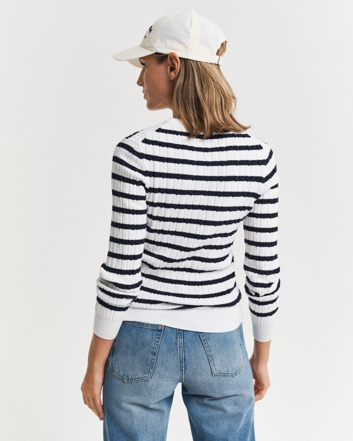 Gant Trui met ronde hals STRETCH COTTON CABLE STRIPE C-NECK
