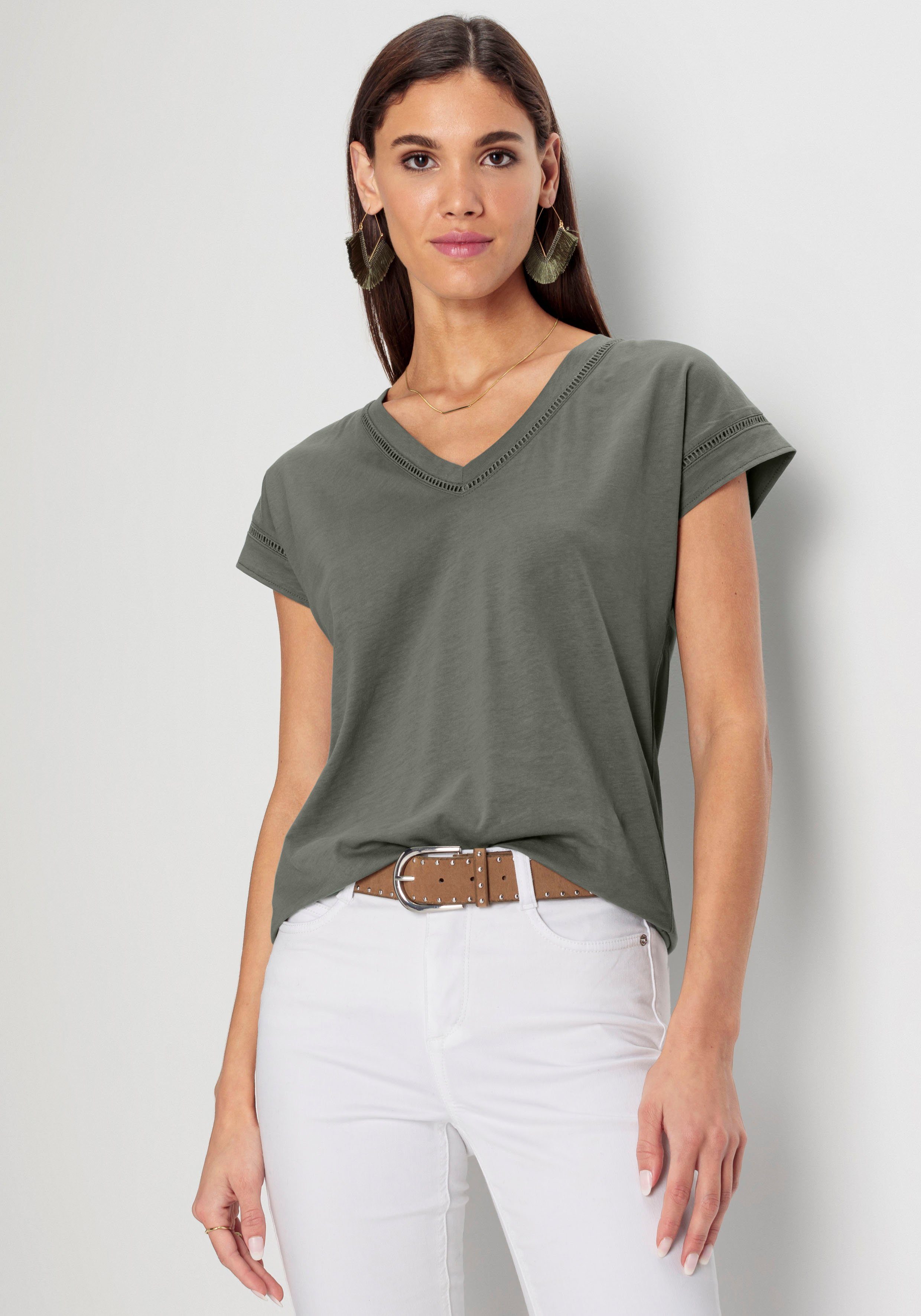 HECHTER PARIS T-shirt Met elegante kantdetails NIEUWE COLLECTIE