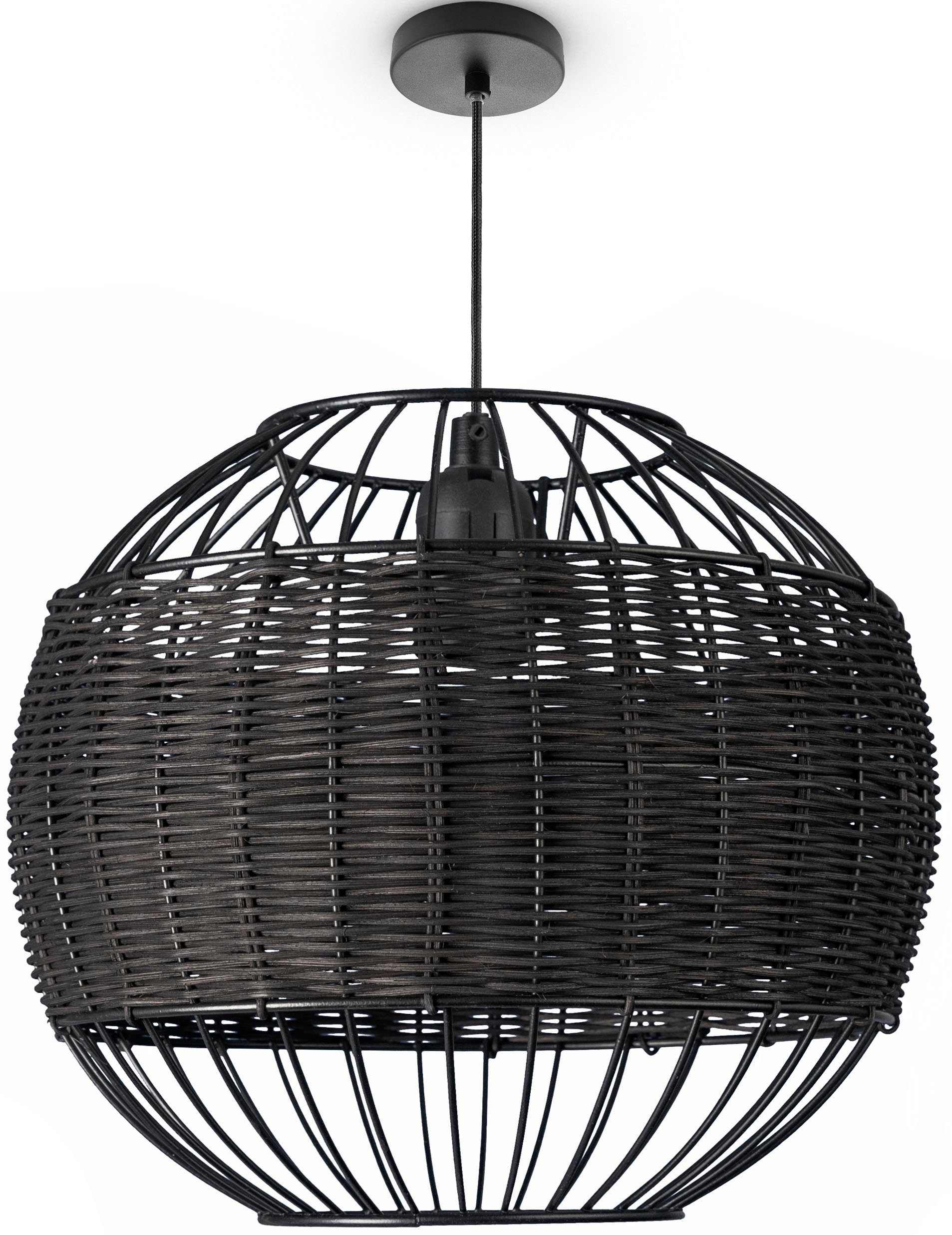 Paco Home Hanglamp PUGLO Rattan pendellamp mand lamp LED rond eettafel lamp E27 Boho hanglampen zwart