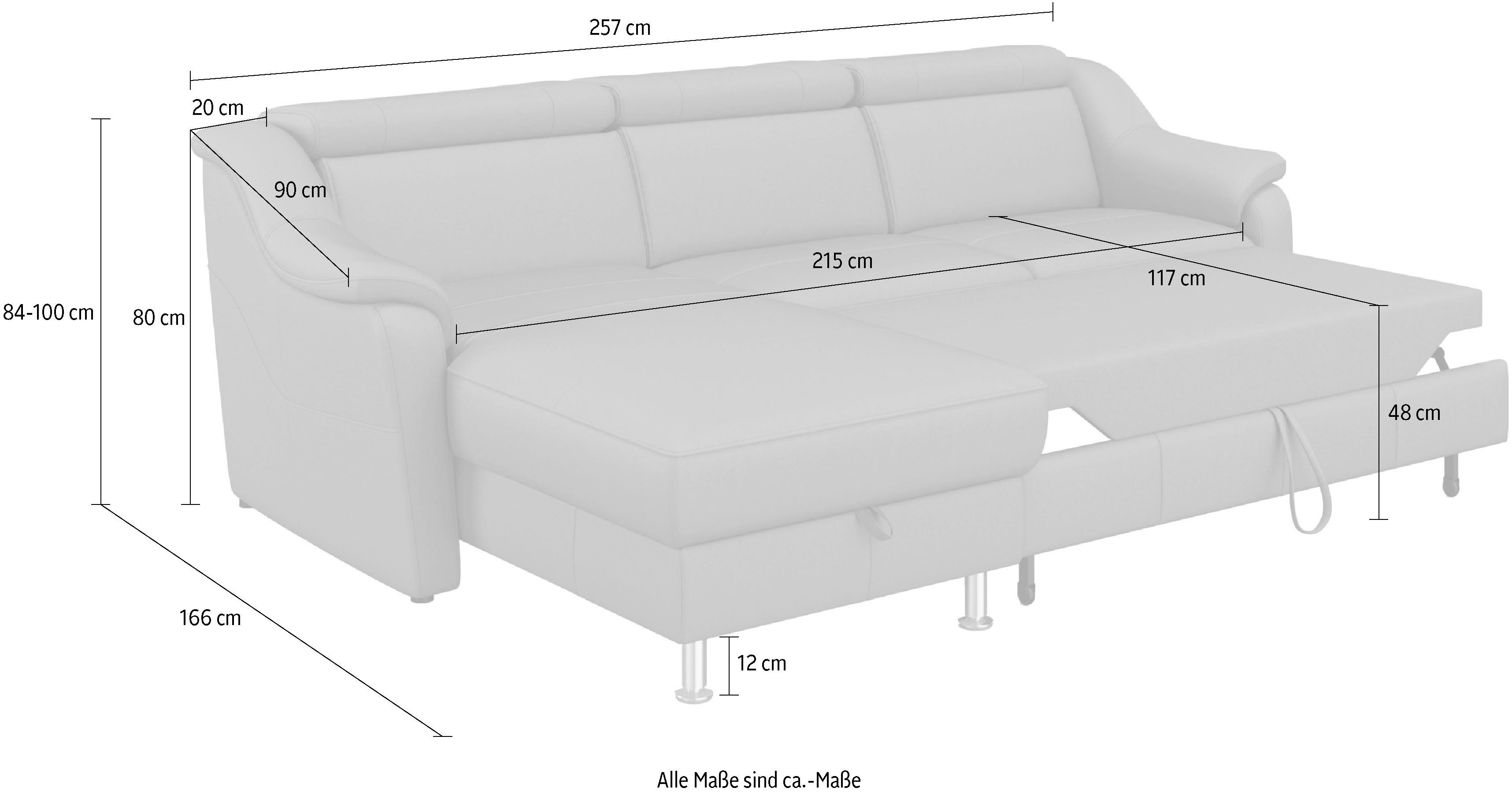 sit&more Hoekbank Freetown L-vorm met verstelbare hoofdsteun en comfortabele binnenvering