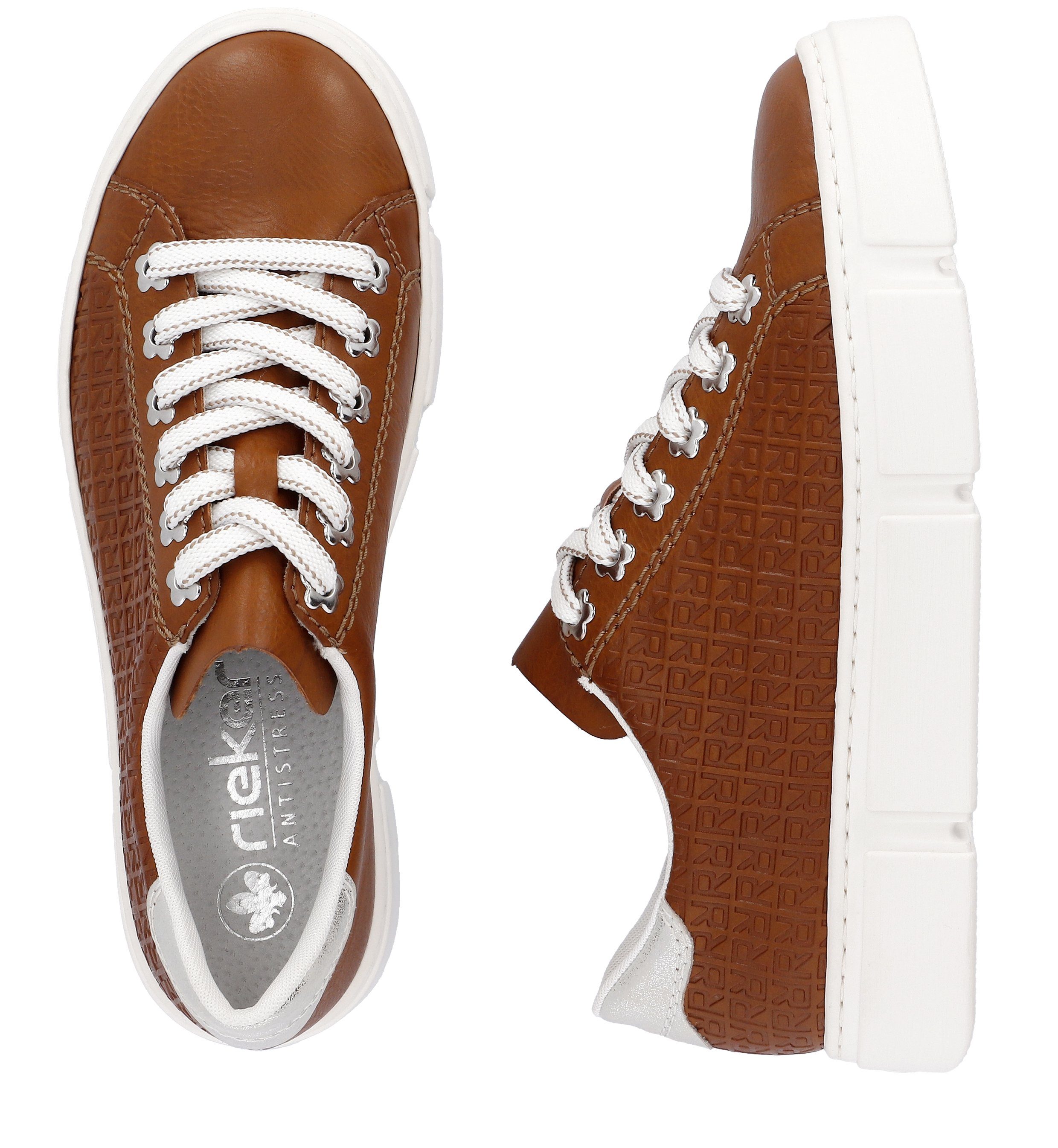 Rieker Plateausneakers Vrijetijdsschoen, veterschoen met zij-embossing, vrijetijdsschoen, lage schoen, veterschoen