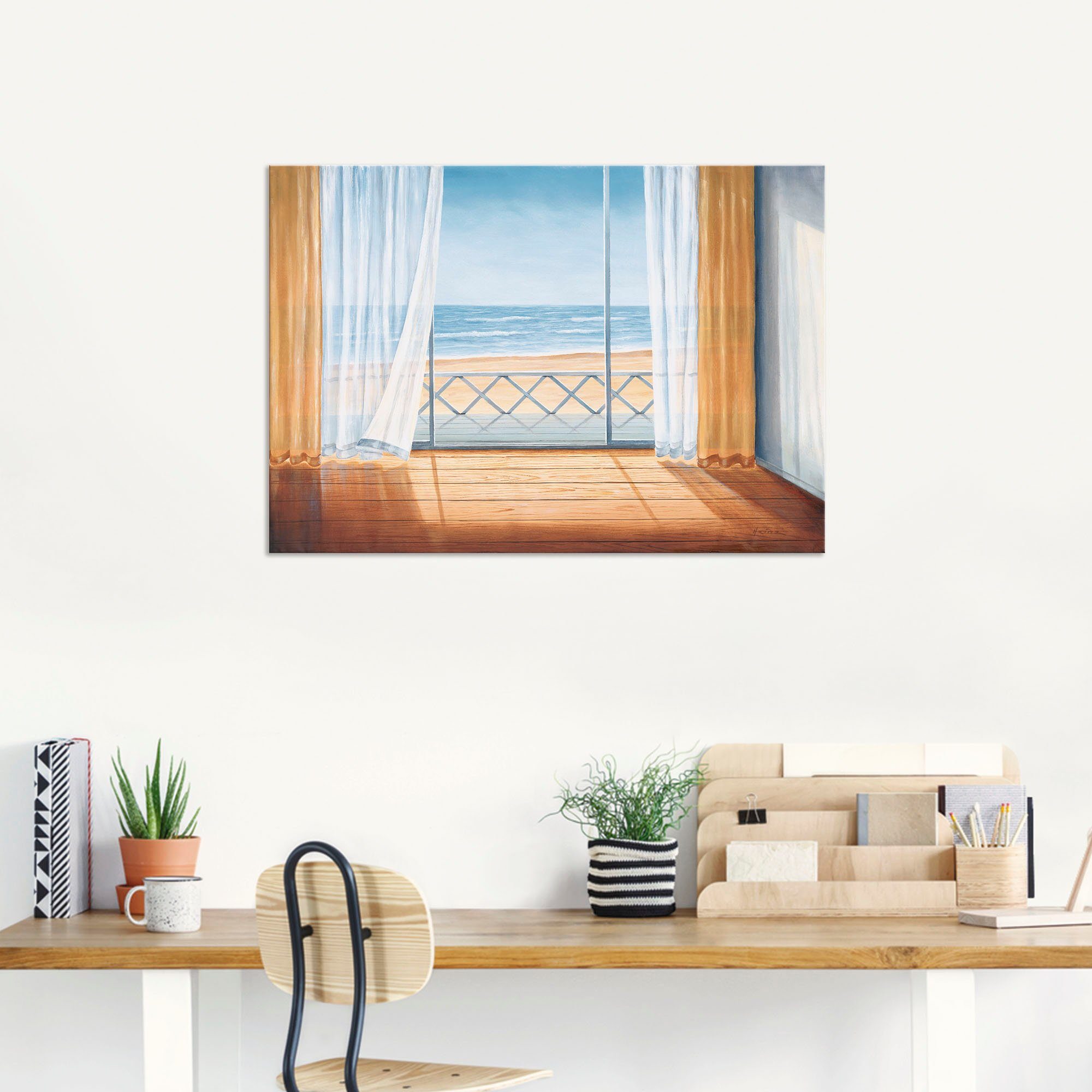 Artland Artprint Terras met zeezicht als artprint van aluminium, artprint voor buiten, artprint op linnen in verschillende maten