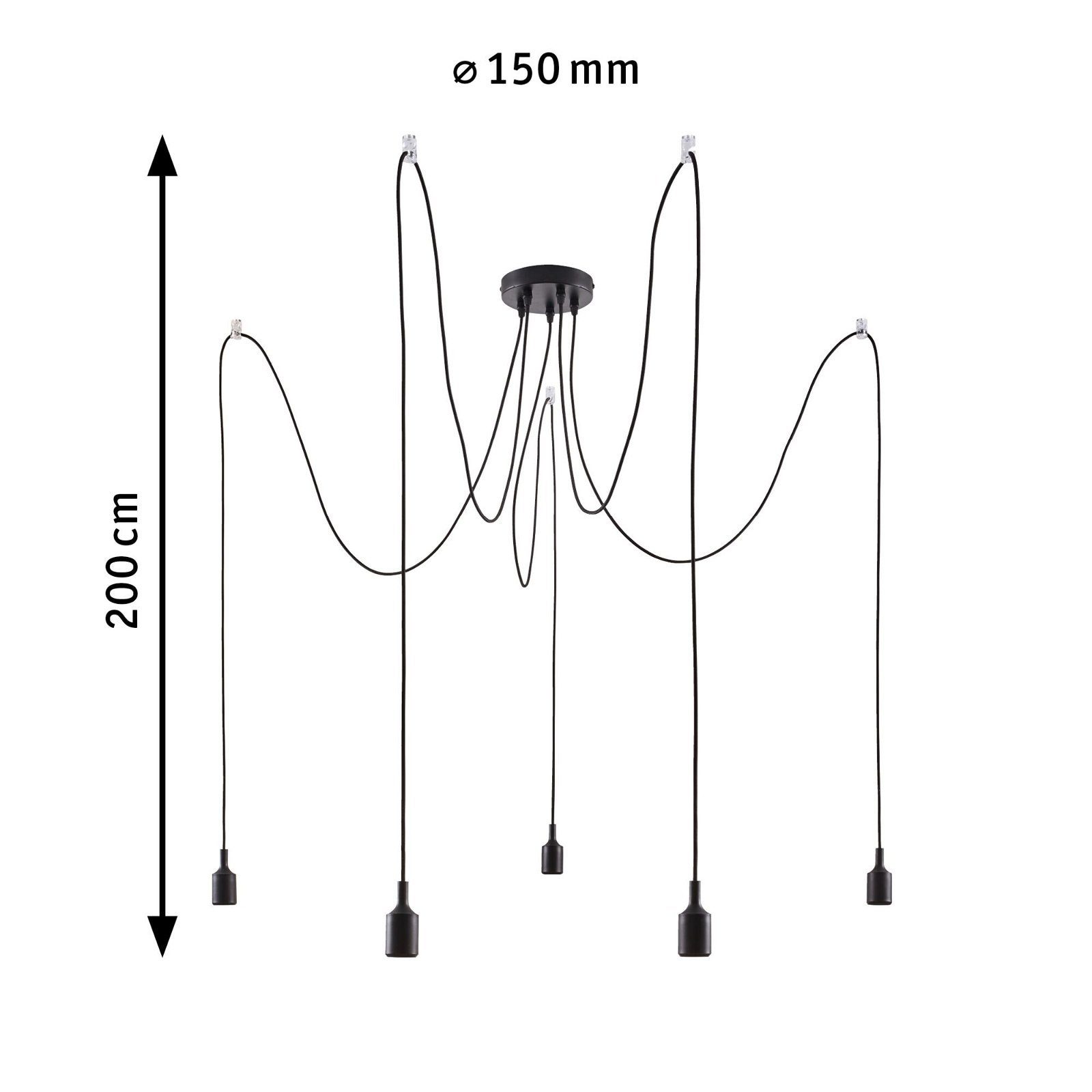 Paulmann Hanglamp Neordic Ketil max.5x60W Zwart 230V Silikon/Metaal (1 stuk)