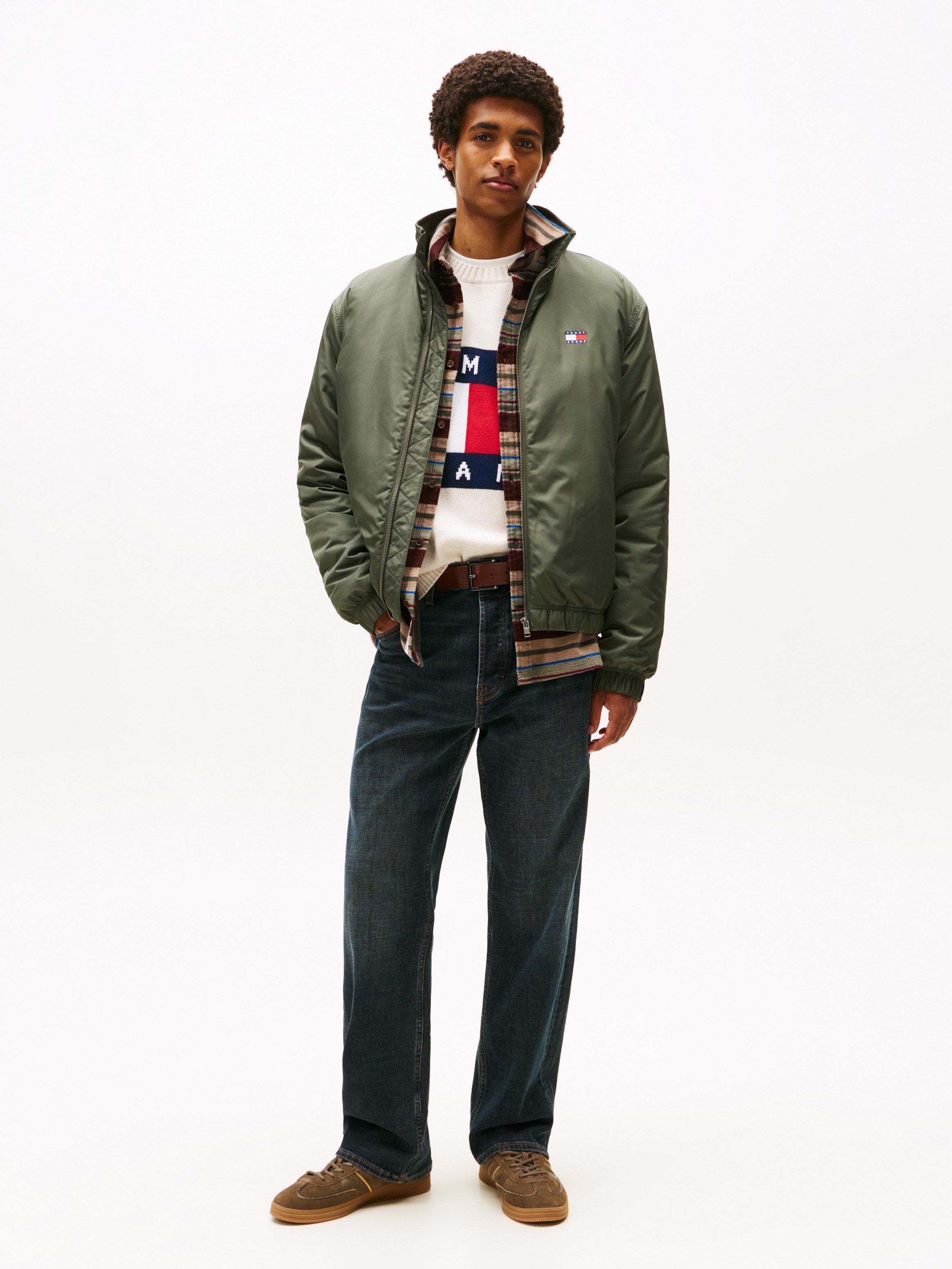 TOMMY JEANS Blouson TJM ESSENTIAL PADDED JACKET EXT glanzend, stretch manchetten, opstaande kraag