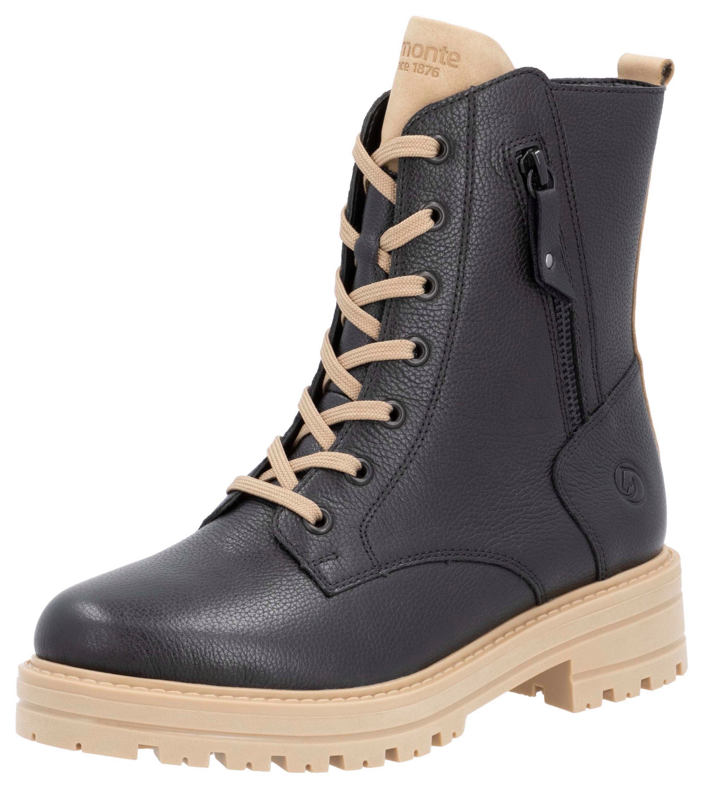 Remonte Winterlaarzen hakken, winter-enkellaars, veterschoenen met decoratieve ritssluiting