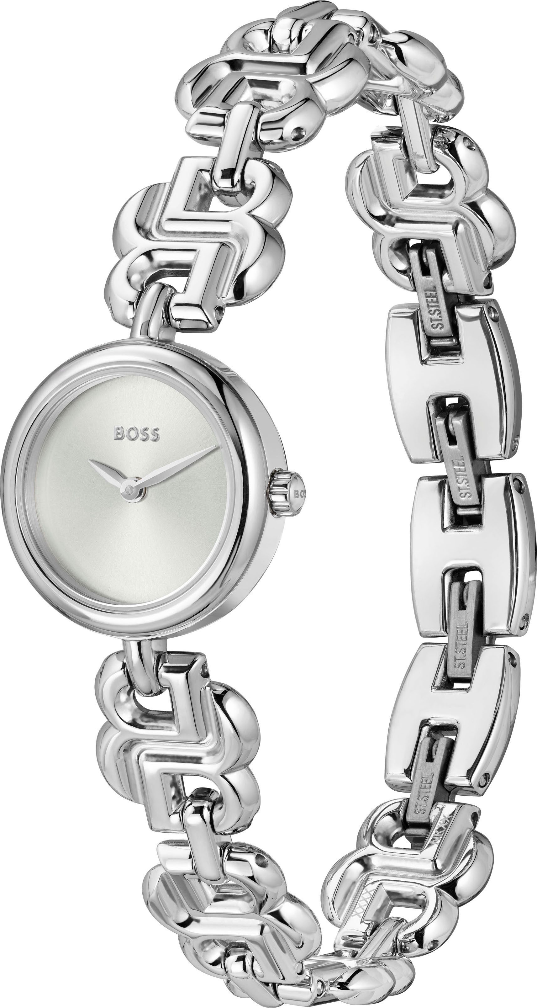 Boss Kwartshorloge DOUBLE B DRESSY Horloge, dameshorloge, stalen band, analoog