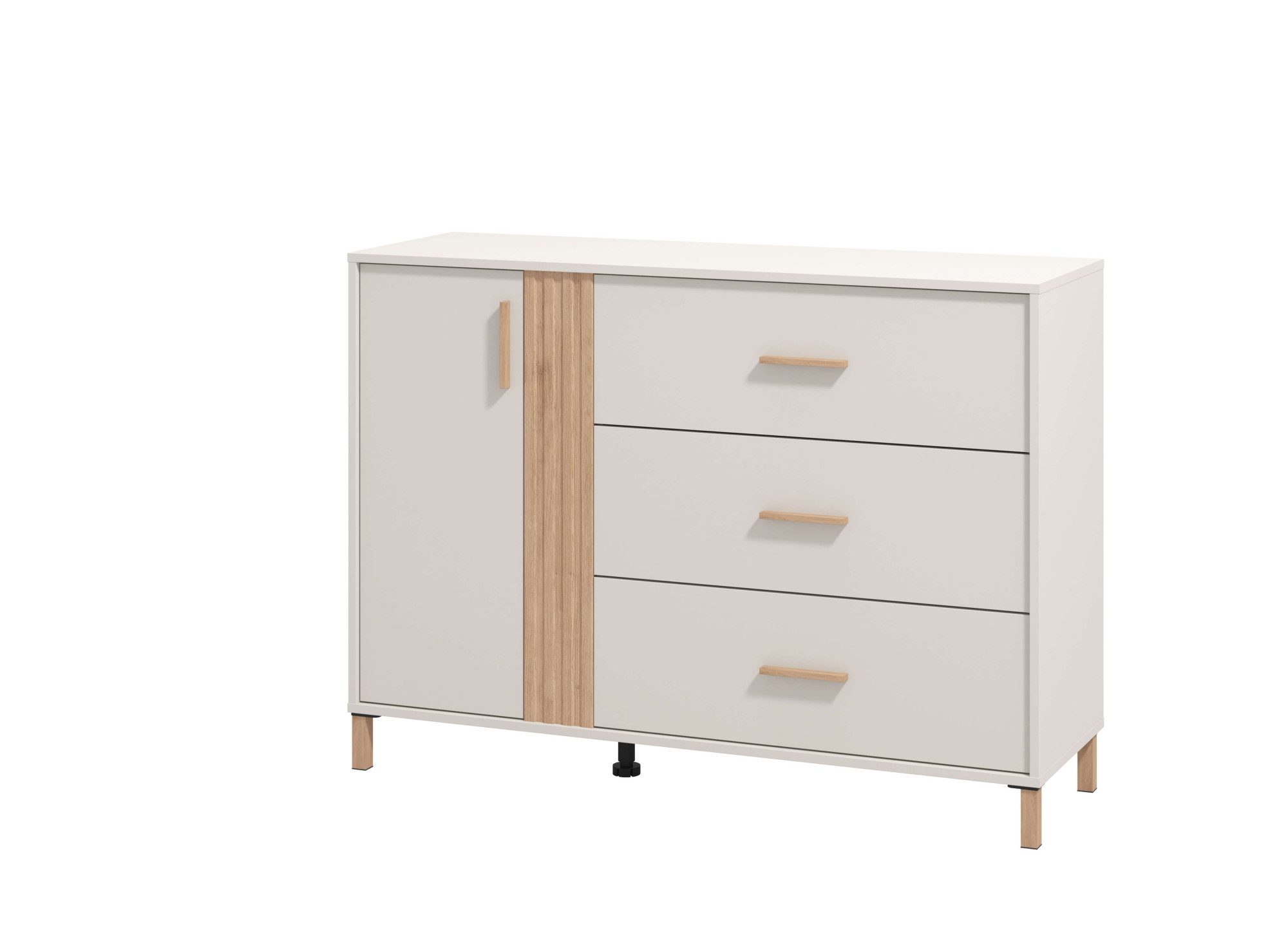 Home affaire Kast Belfort ladekast dressoir 3 laden en 1 deur 125x40x90, fsc®-gecertificeerd houtmateriaal, trendkleur cashmere