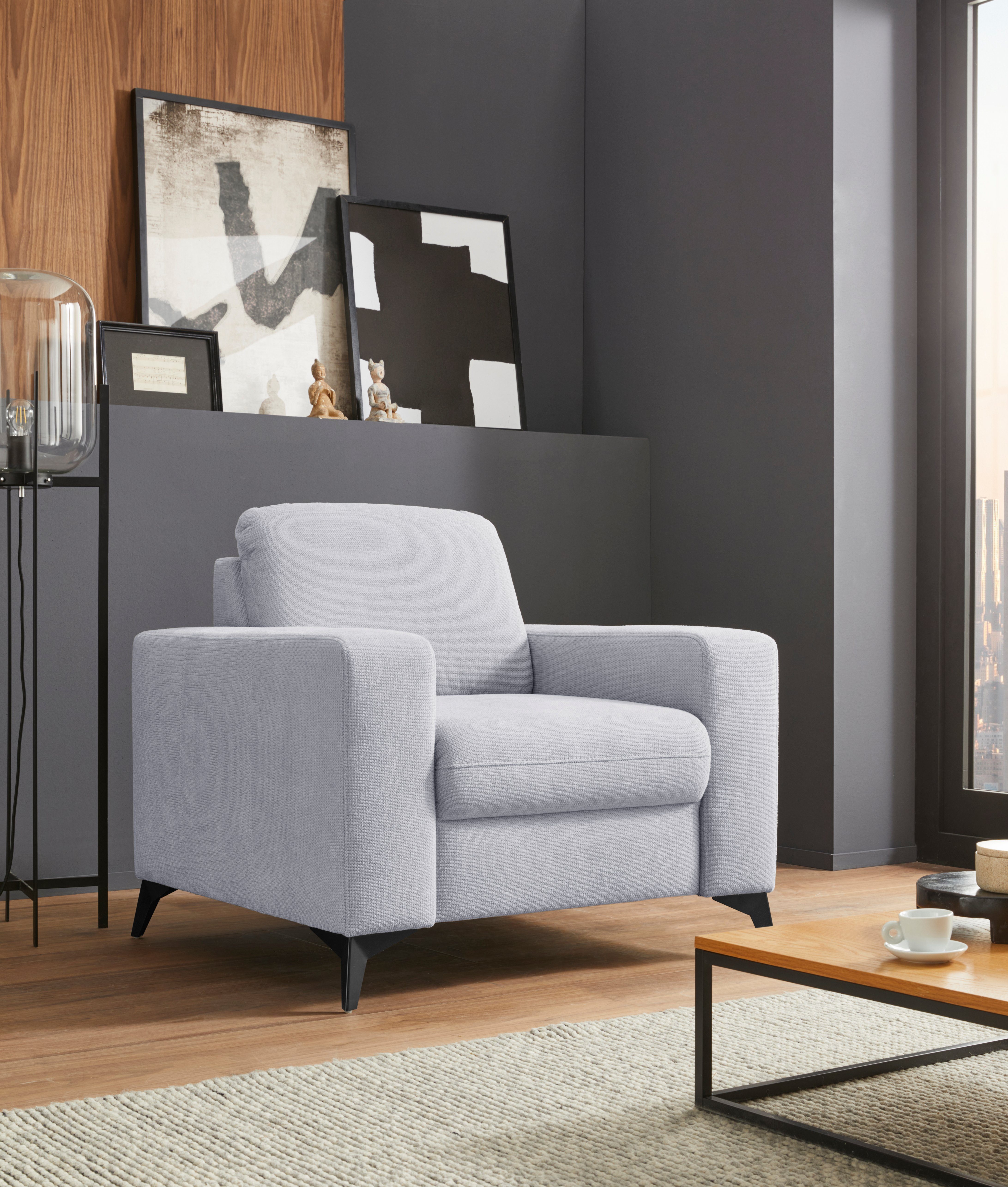 Places of Style Fauteuil Lolland passend bij de serie 'lolland', naar keuze met nat afneembare bekleding fauteuils zilver(kleur)