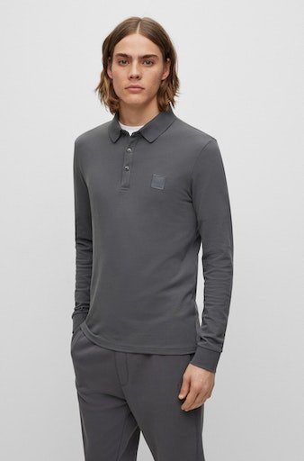 Boss Orange Poloshirt met lange mouwen Passerby met korte knoopsluiting
