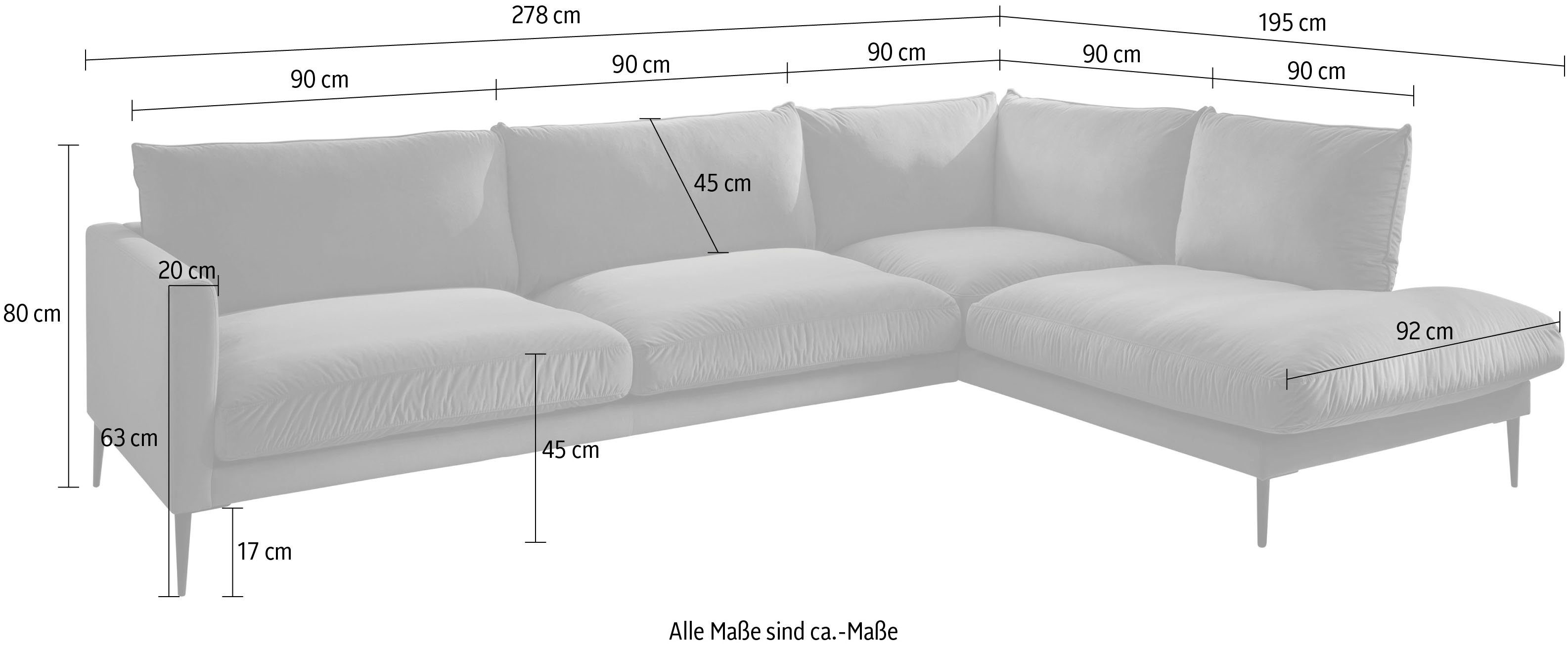 Trends by HG Hoekbank Svea L-vorm Ottomane rechts of links, met metalen poot, vrij plaatsbaar