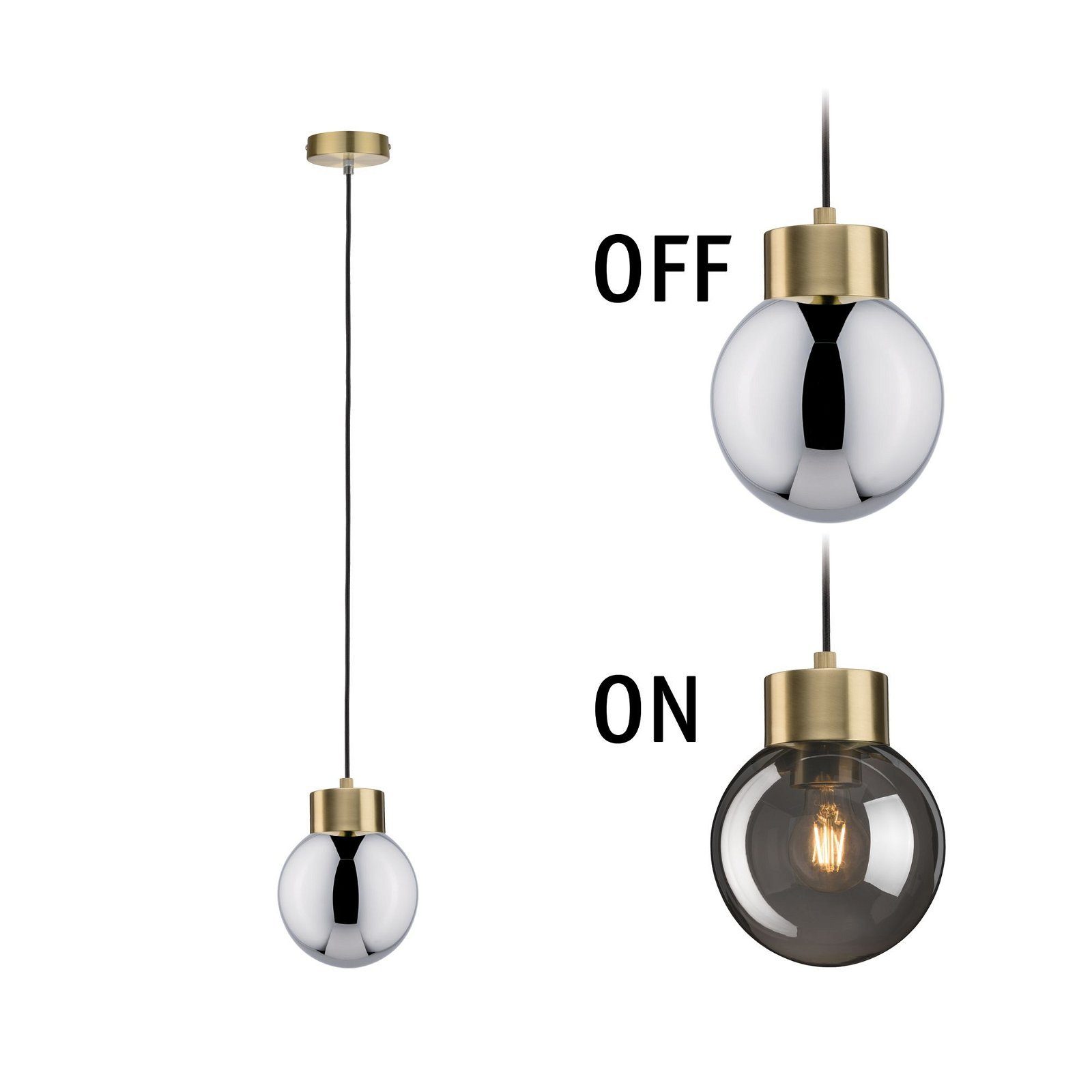 Paulmann Hanglamp Neordic Linja max. 1x20W Rookglas/Geborsteld messing 230V (1 stuk)