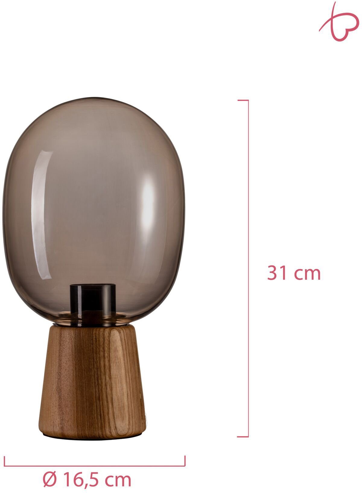 Pauleen Tafellamp Mystical Gleam E27, max. 20W E27, rookglas/hout, 230V