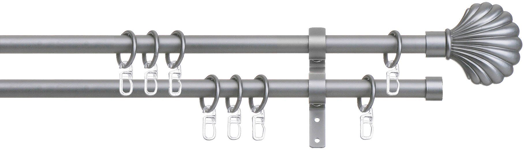 indeko Gordijnroede Volterra Complete set inclusief ringen en montagemateriaal (1 stuk) gordijnroedes maat Ø 16 mm x 240 cm zilver(kleur)