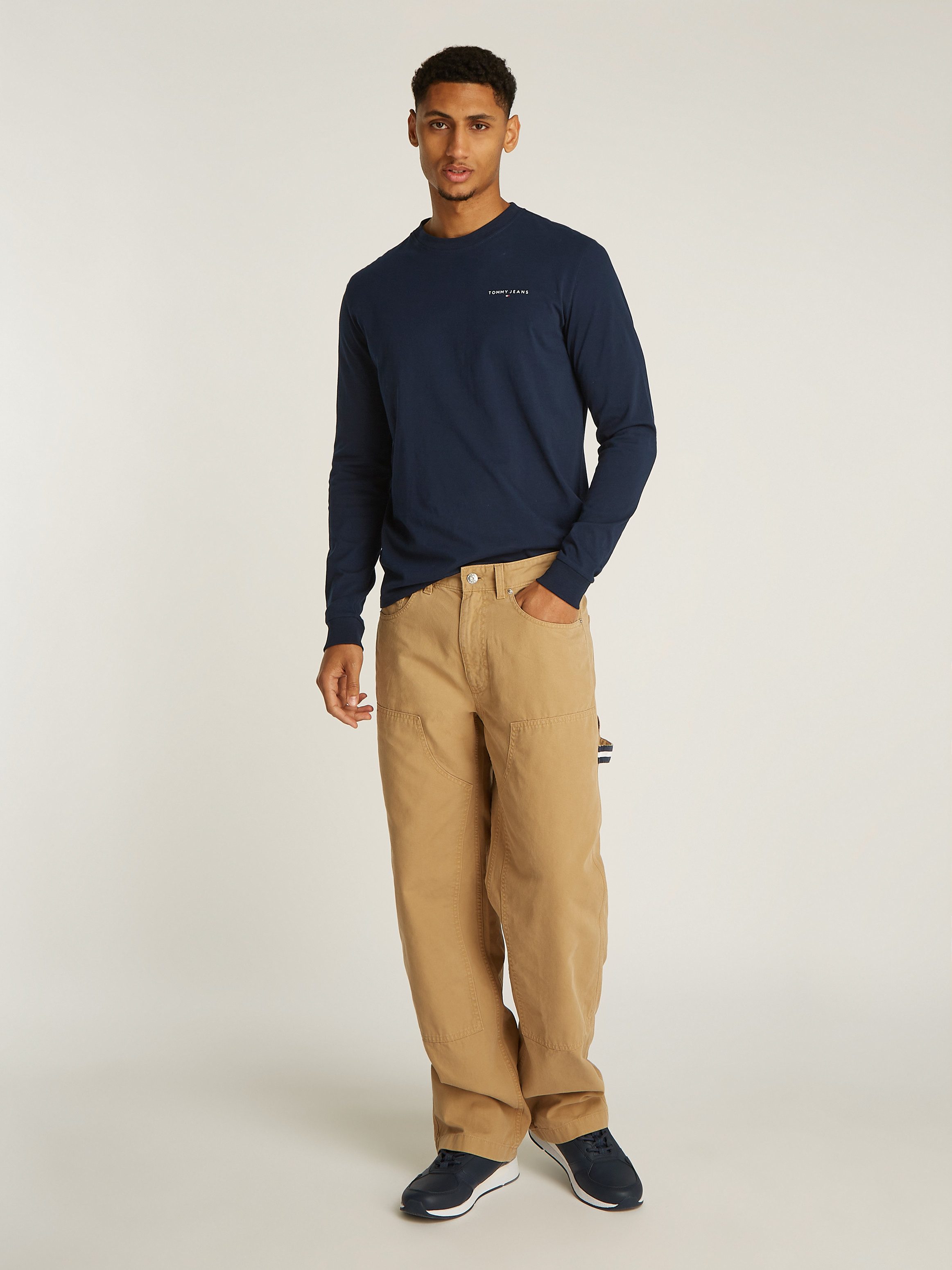 TOMMY JEANS Shirt met lange mouwen TJM SLIM LINEAR CHEST LS TEE EXT