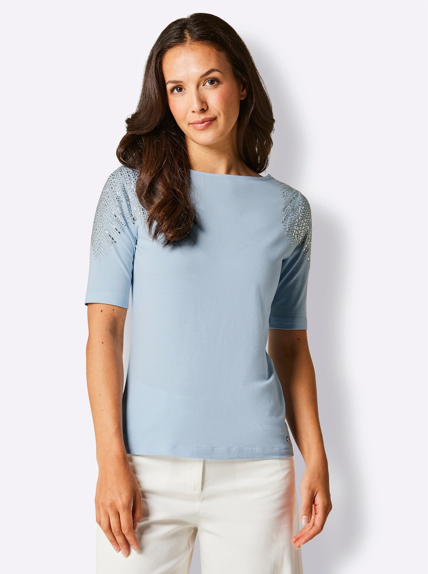 CREATION L PREMIUM Shirt met korte mouwen Lyocell-katoenen shirt (1-delig)