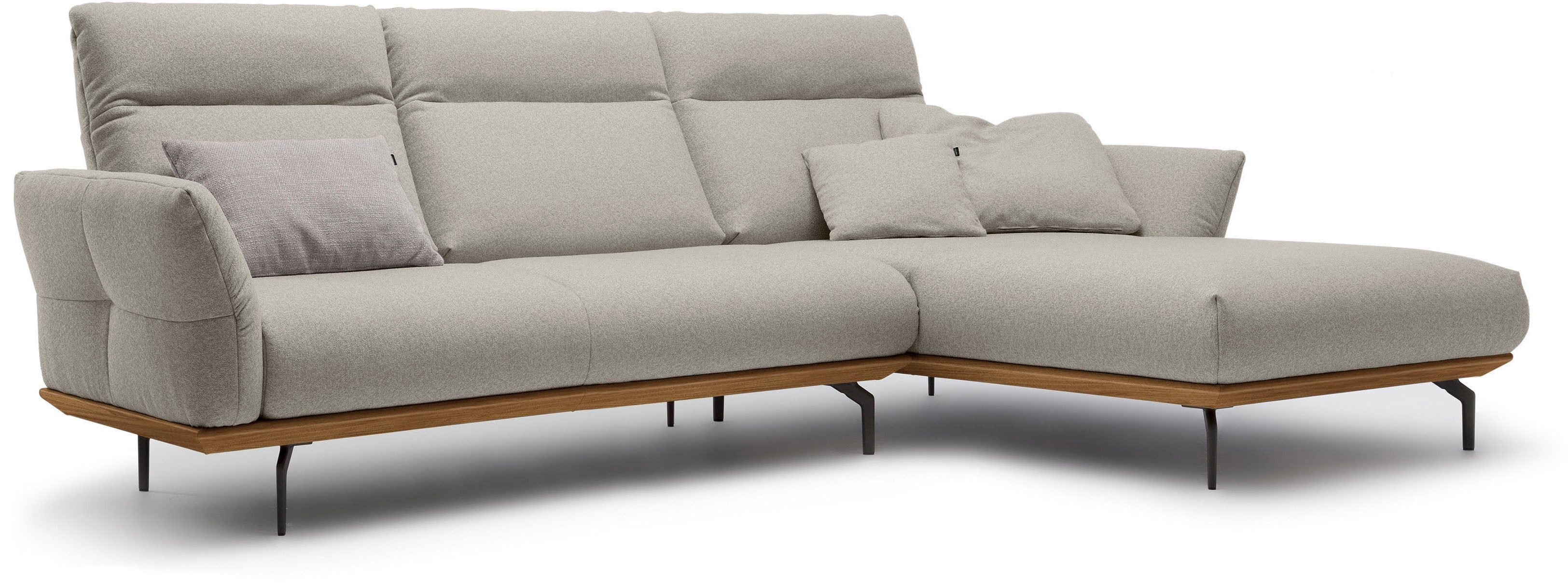 Creation BY ROLF BENZ Hoekbank Hs.460 Sokkel in walnotenhout, onderstel in umbra grijs, breedte 298 cm
