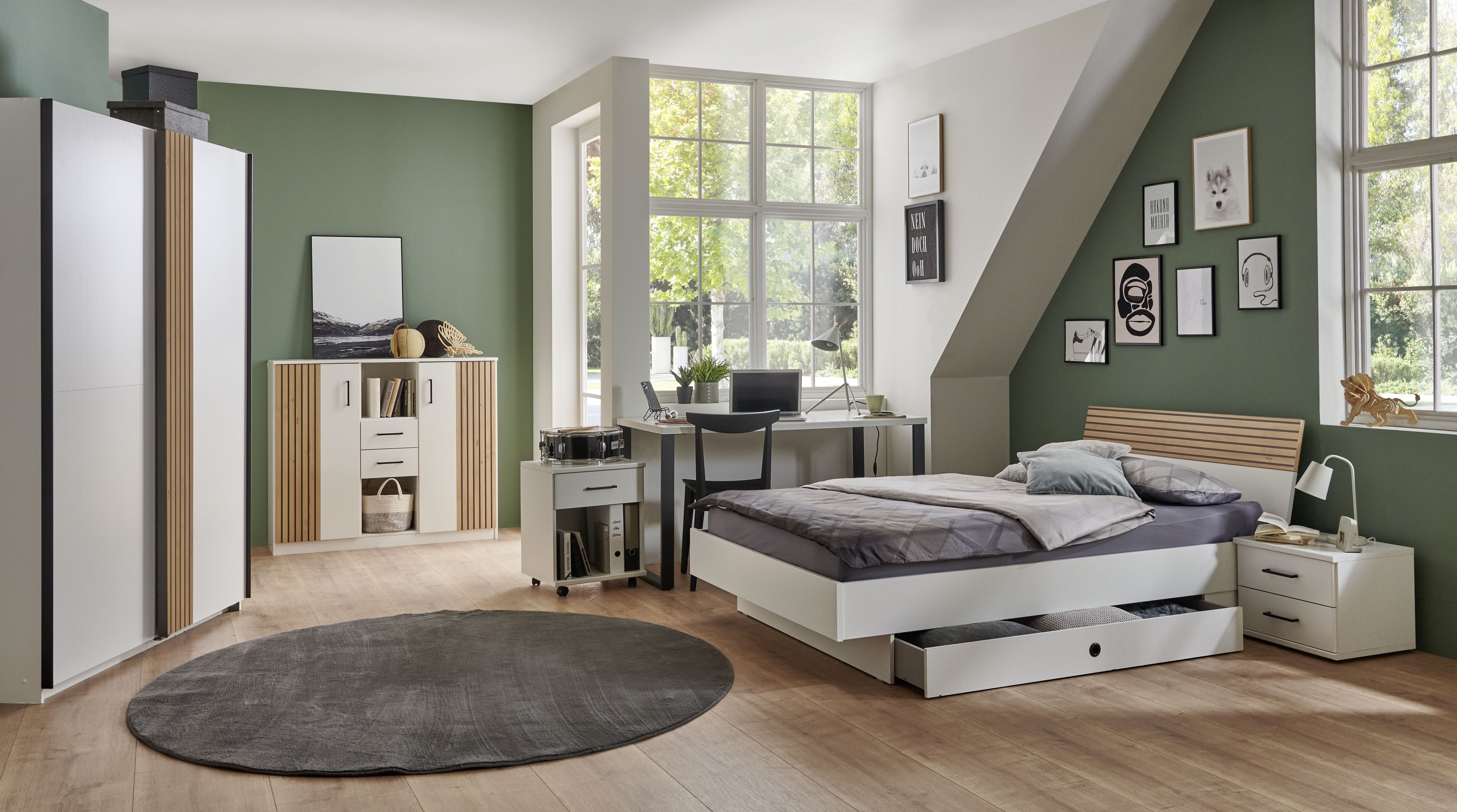 Wimex Bedframe Rügen Bed met trendy decorfolie in akoestische paneel-look bedden wit