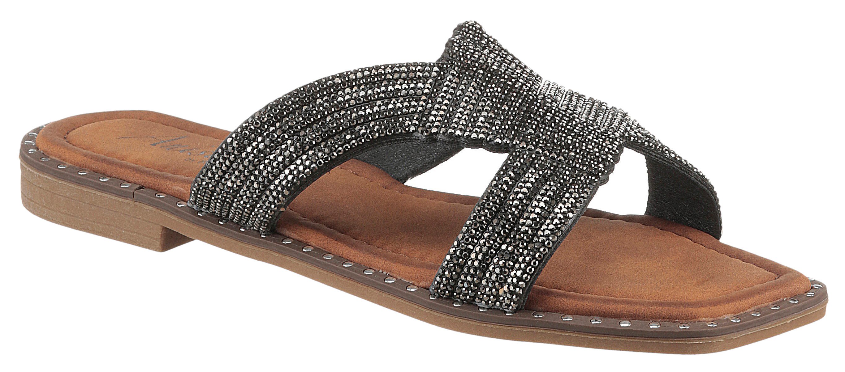 Aniston SHOES Slippers , flat, zomerschoen, strand schoen, glitterstenen - nieuwe collectie